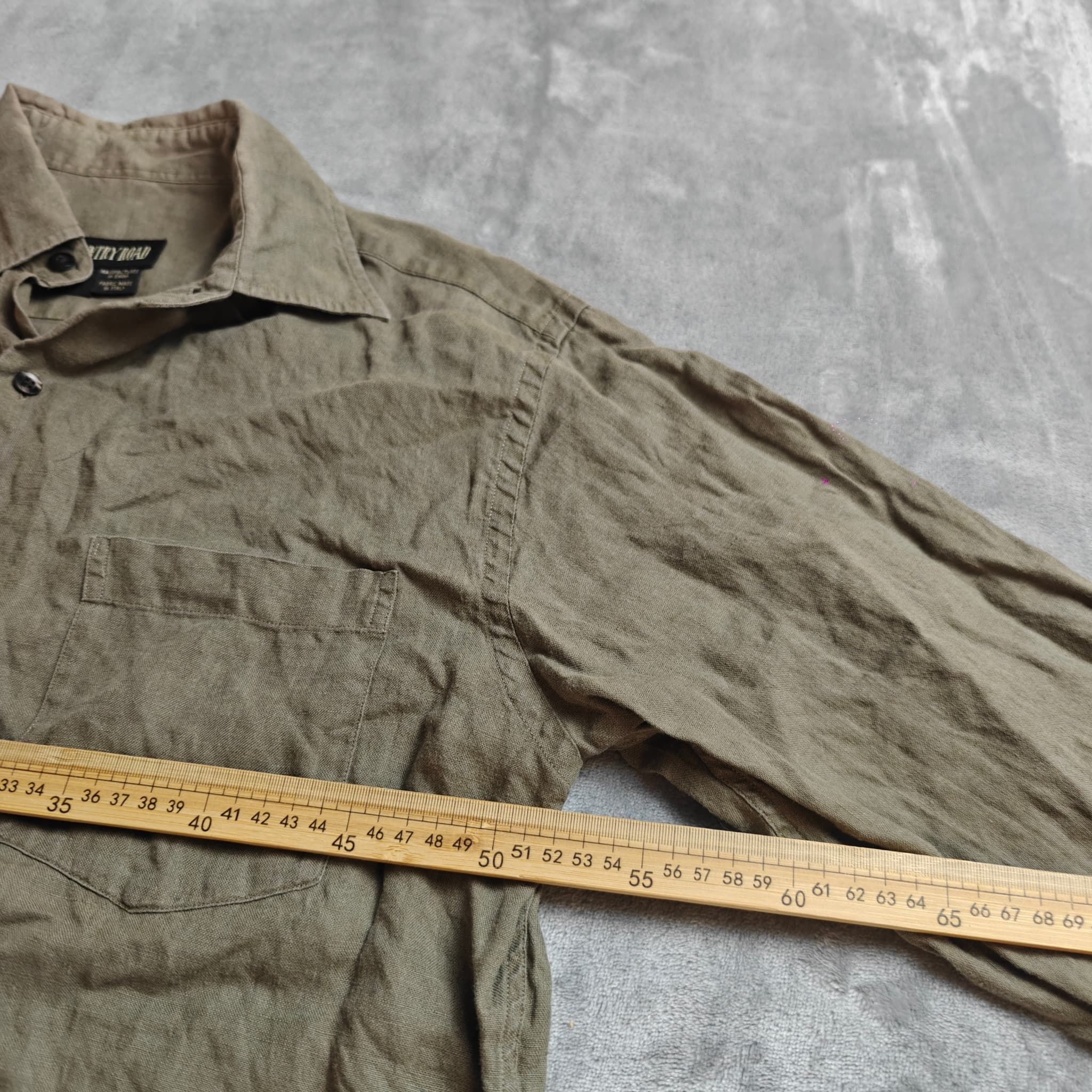 Country Road Men's Long Sleeve Linen Shirt Beige Size Small — photo 5 of 7