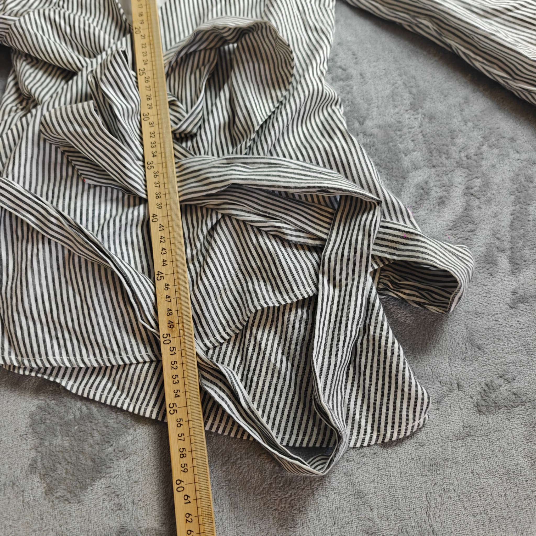 Kookai Striped Wrap Blouse Women's Size 34 Black White Long Sleeve Tie Top — photo 4 of 6
