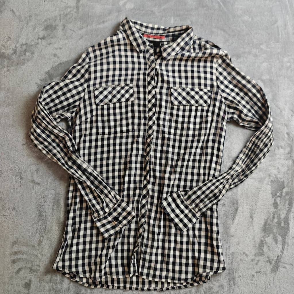 Maison Scotch Women's Black & White Gingham Button-Down Shirt Size 4 — photo 1 of 7