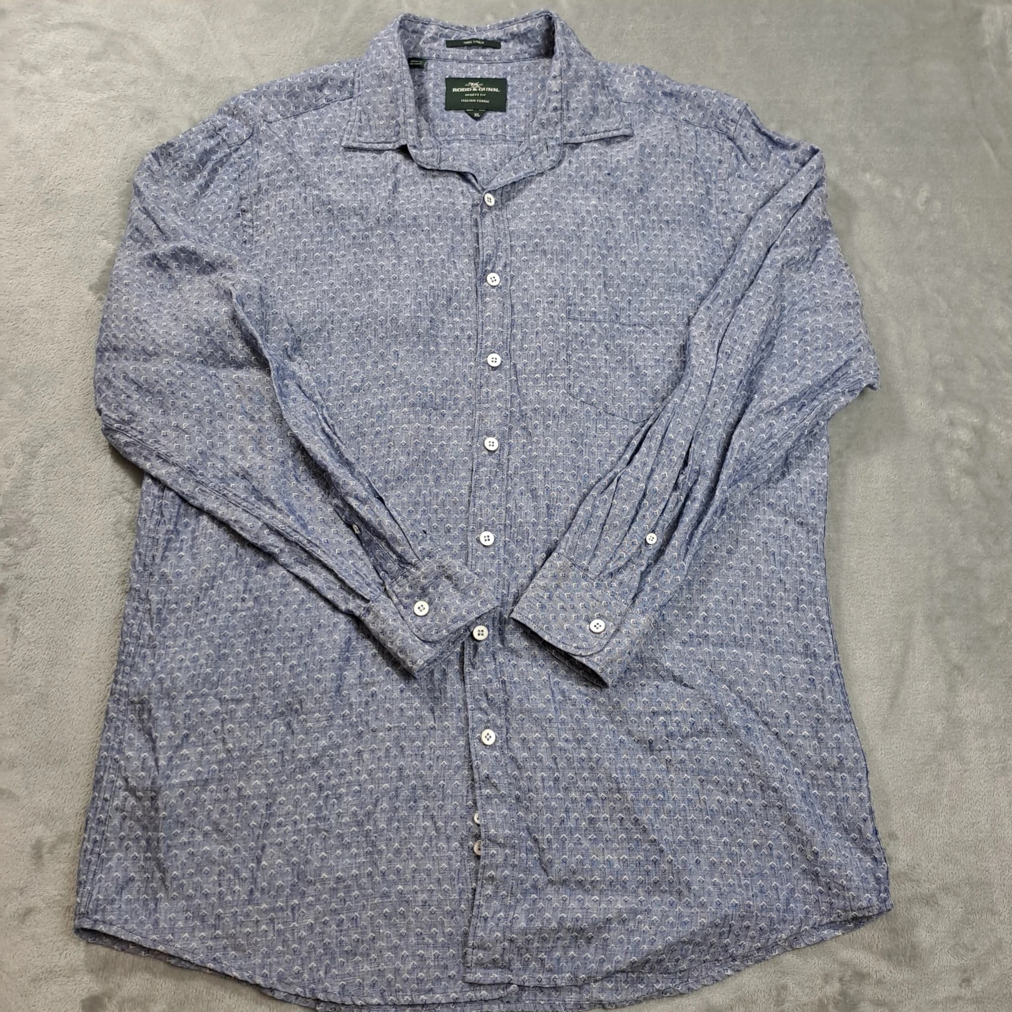 Rodd & Gunn Men's Sports Fit Italian Fabric Long Sleeve Shirt Blue XL