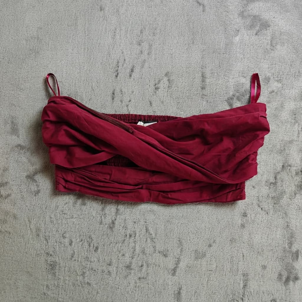 Runaway Red Draped Cross-Over Crop Top Women's Size 10 — photo 1 of 6