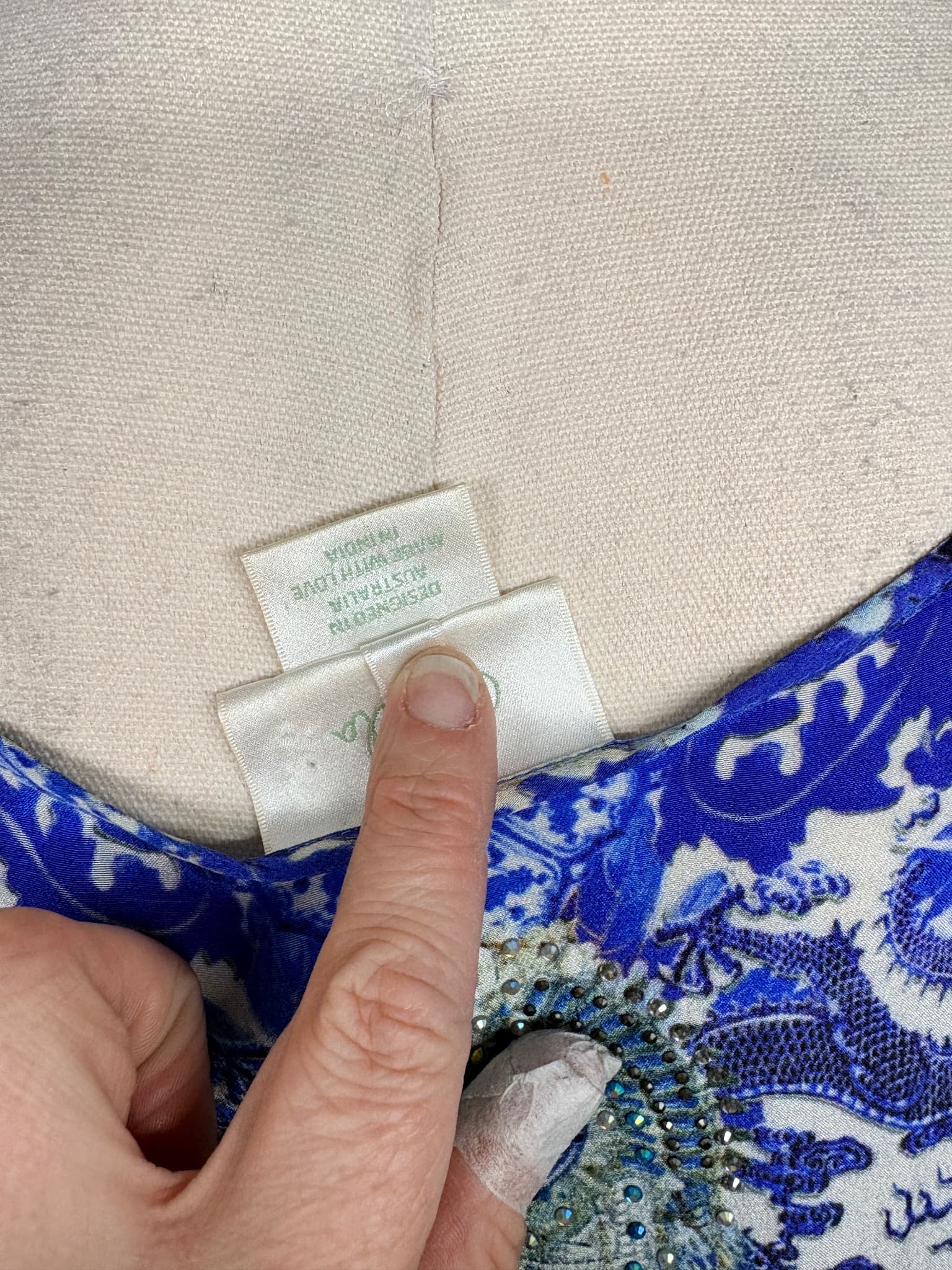 Camilla Silk Embellished Playsuit Blue Patterned Size XS — photo 6 of 9