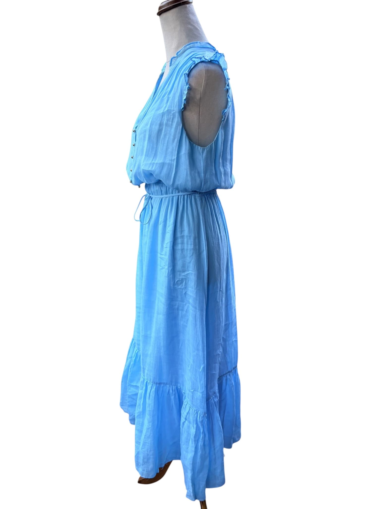 Forever New Ruffle Sleeve Button Down Midi Dress Blue AU 8 — photo 4 of 6