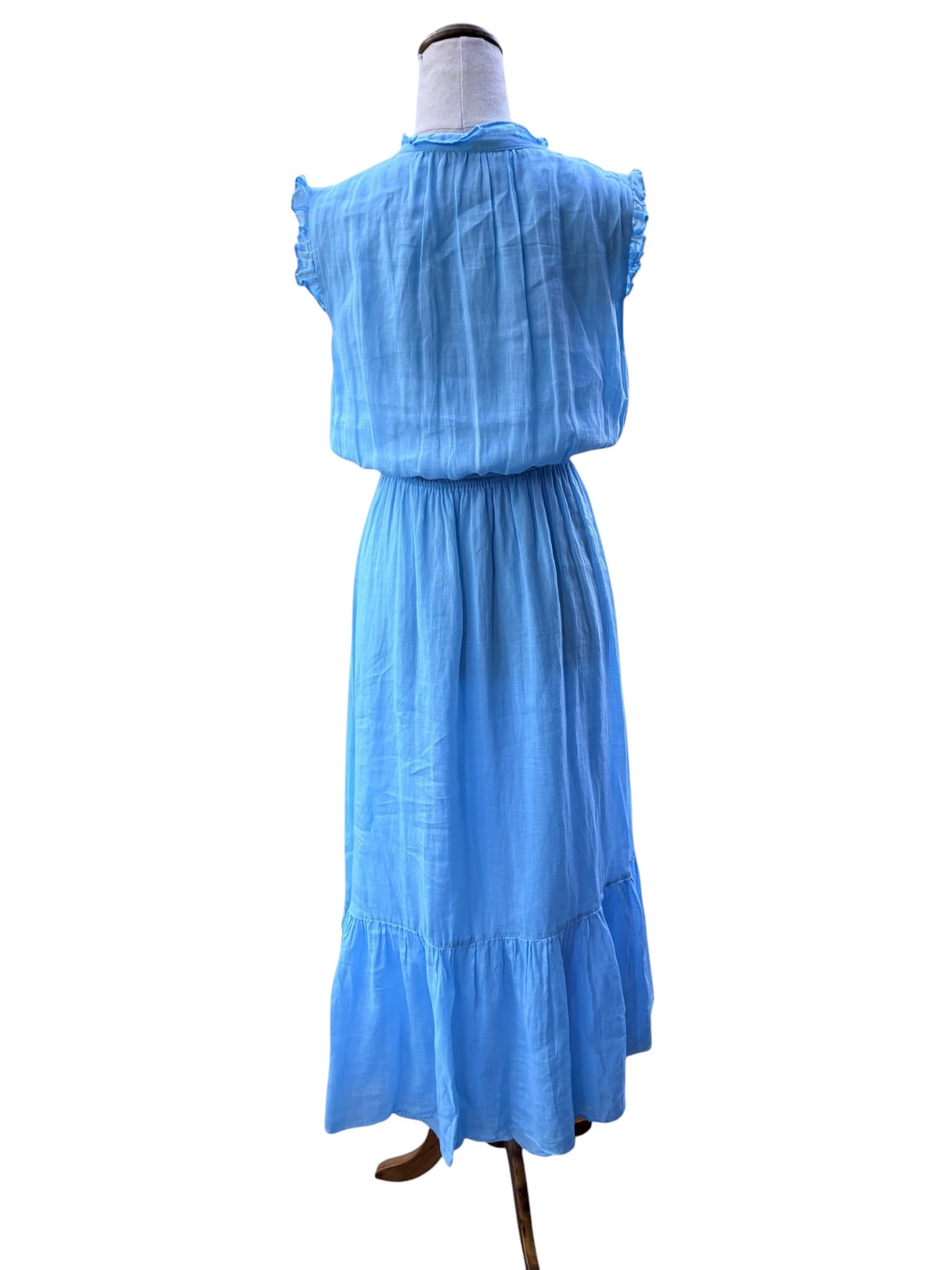 Forever New Ruffle Sleeve Button Down Midi Dress Blue AU 8 — photo 5 of 6