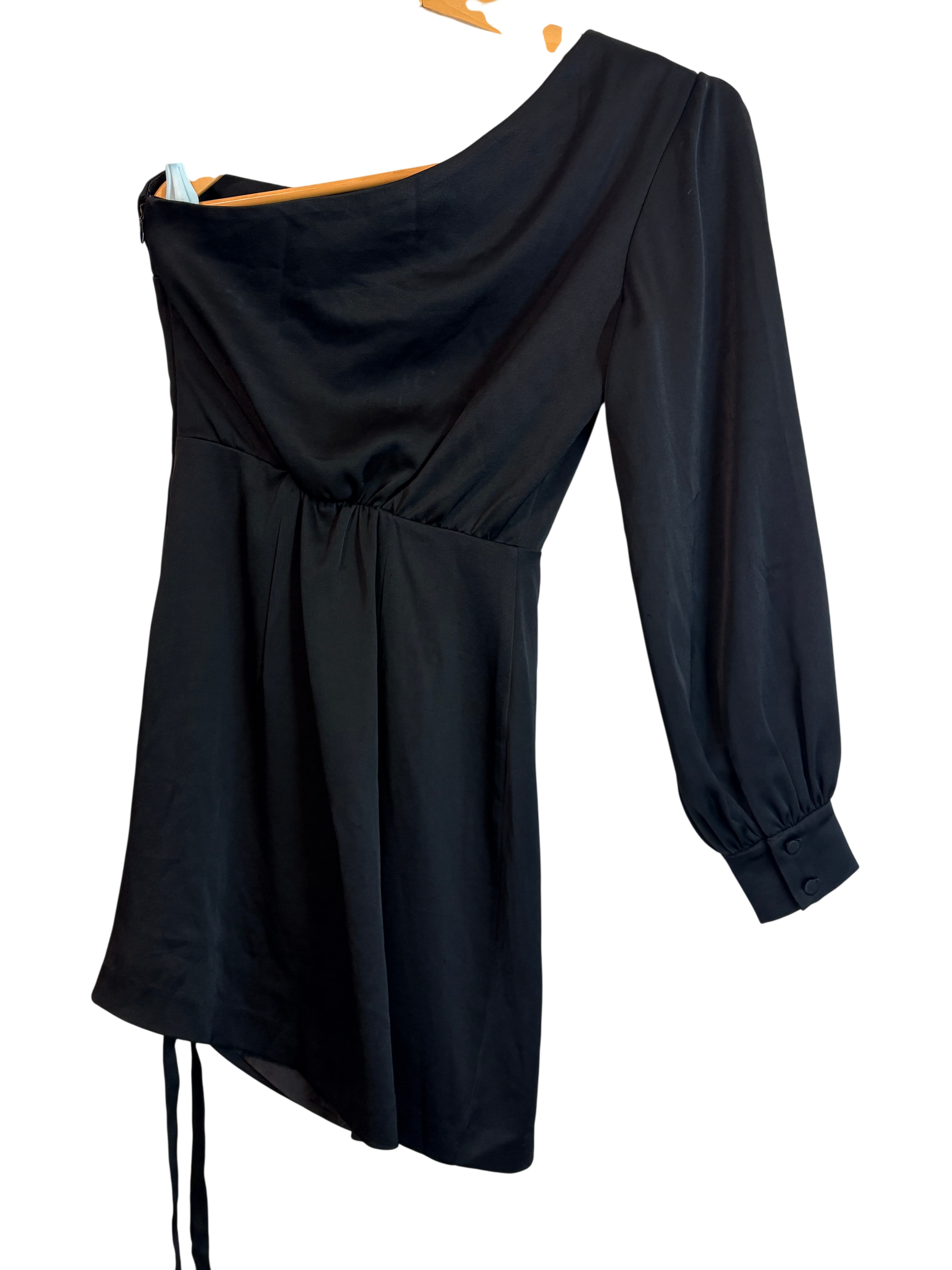 Kookai One-Shoulder Long Sleeve Mini Dress Black Size 36 — photo 1 of 9