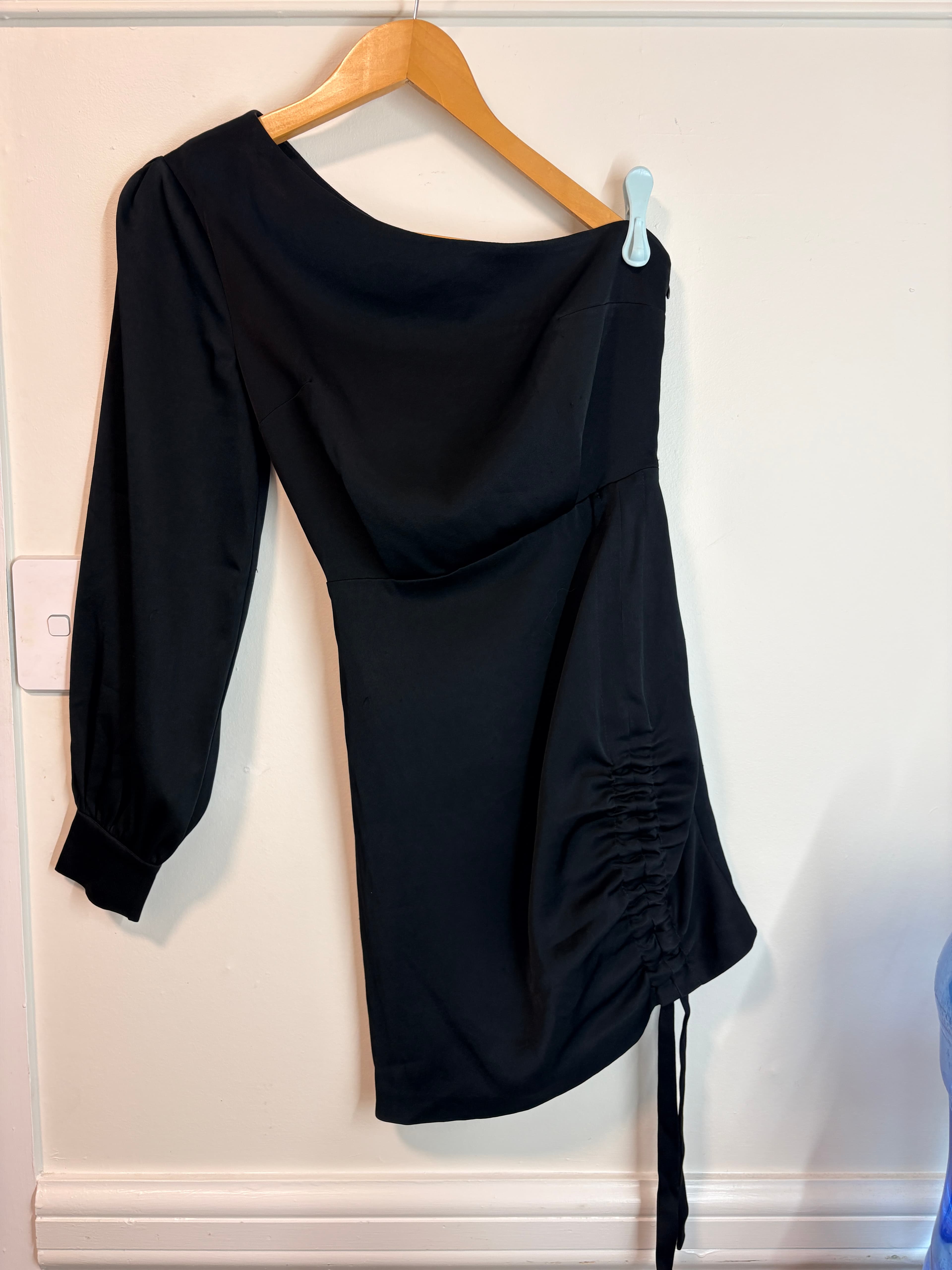 Kookai One-Shoulder Long Sleeve Mini Dress Black Size 36 — photo 9 of 9