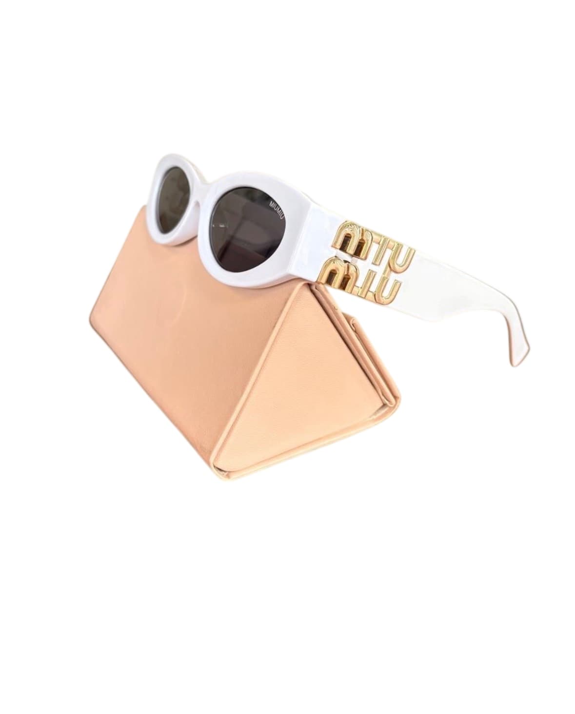 MIUMIU MU 04YS Sunglasses White with Gold Logo — photo 1 of 5