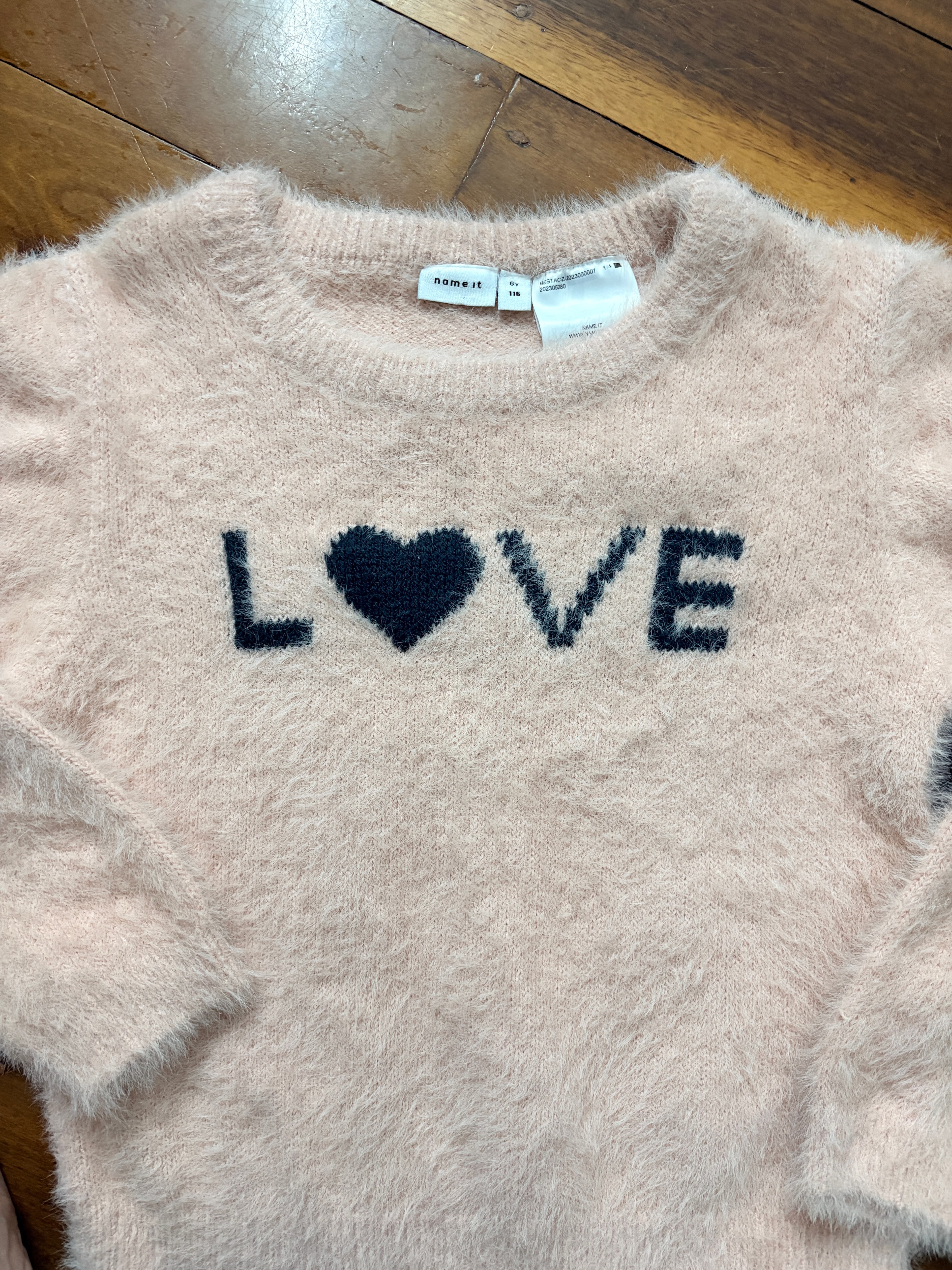 Name It Girls Fuzzy Knit Love Sweater Pink Size 6y — photo 4 of 4
