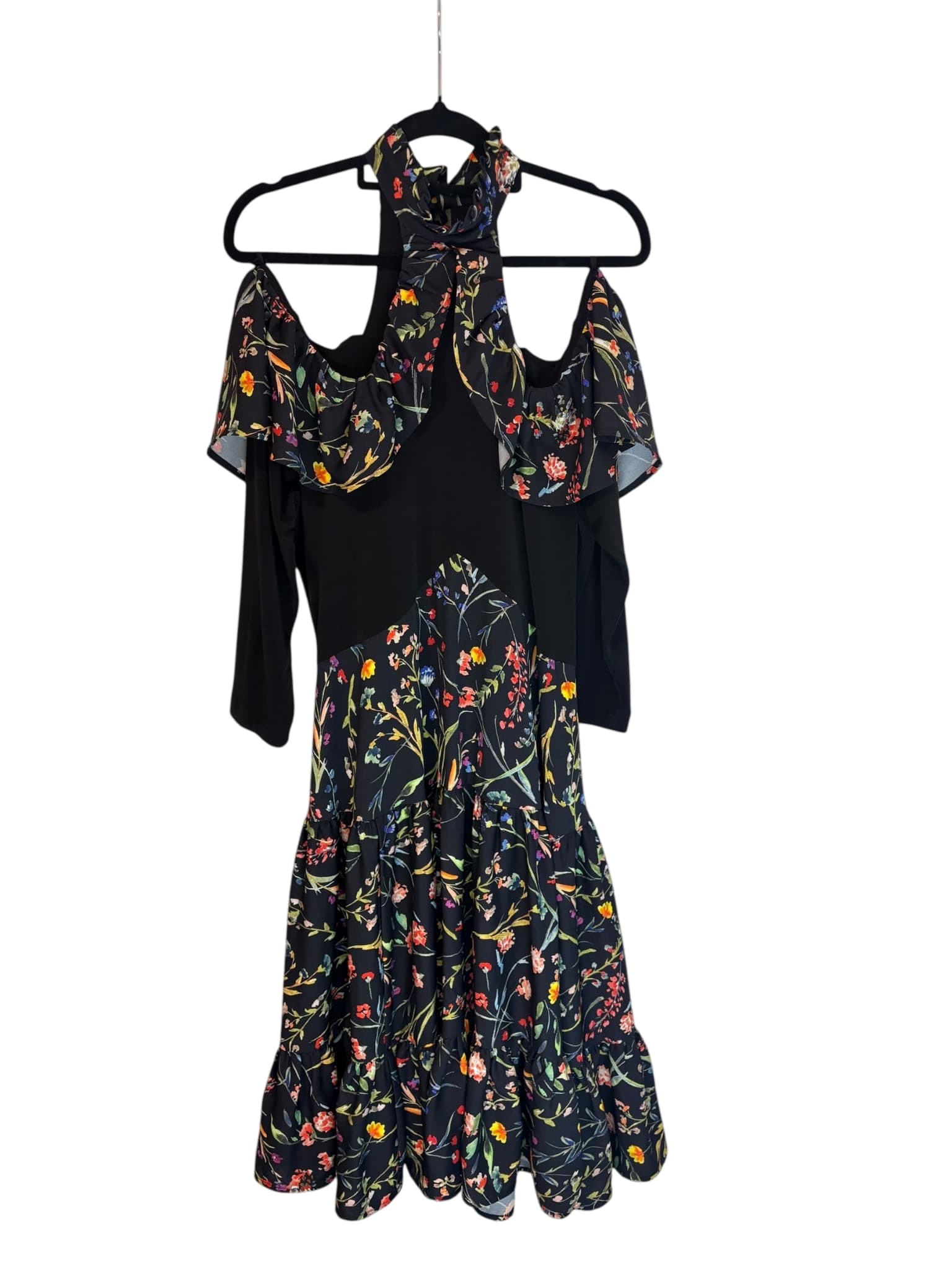 Sacha Drake Floral Cold Shoulder Tiered Midi Dress Size 14