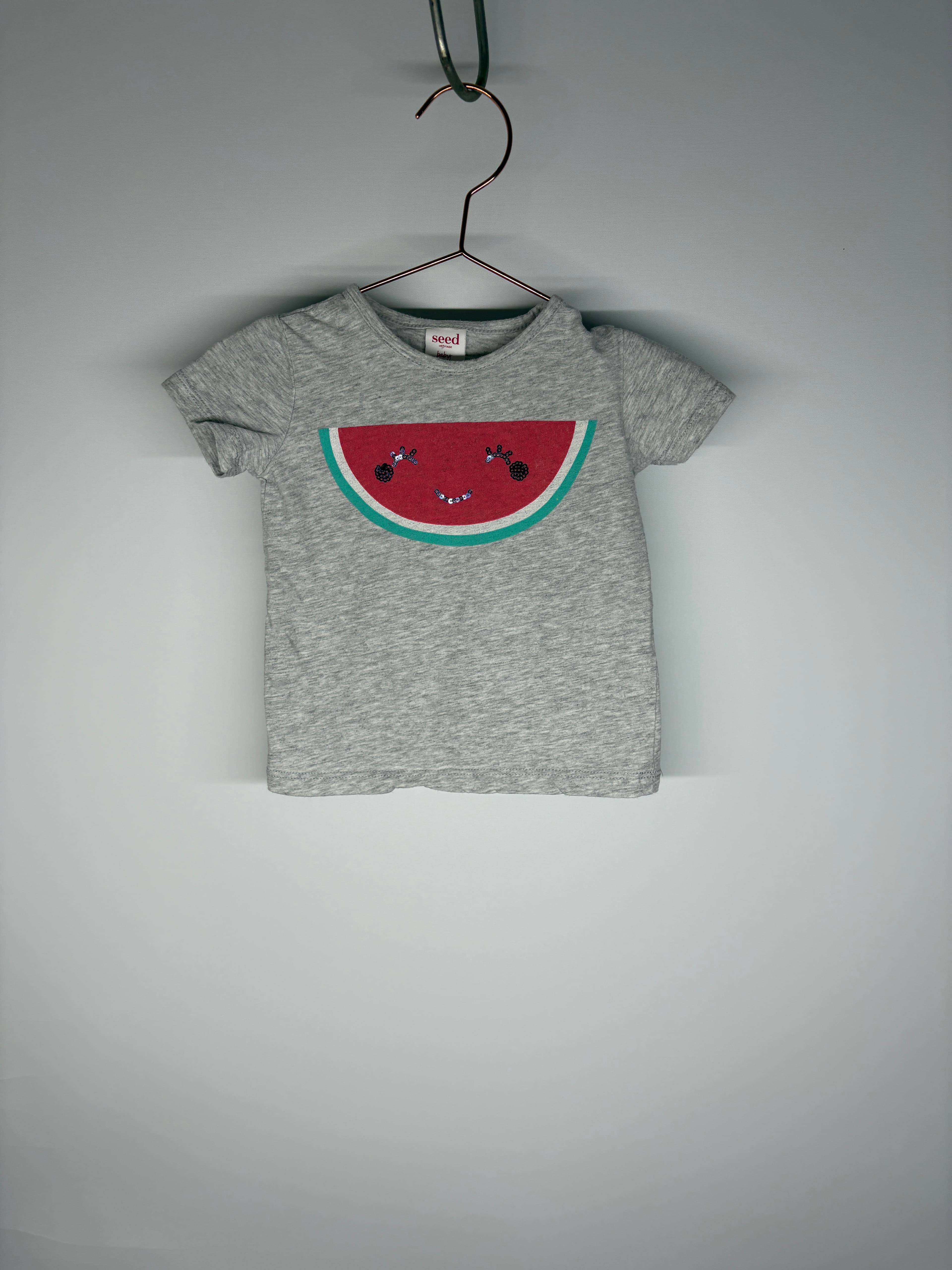Seed Heritage Baby T-Shirt Grey Marle Watermelon Sequin Size 0 — photo 4 of 4