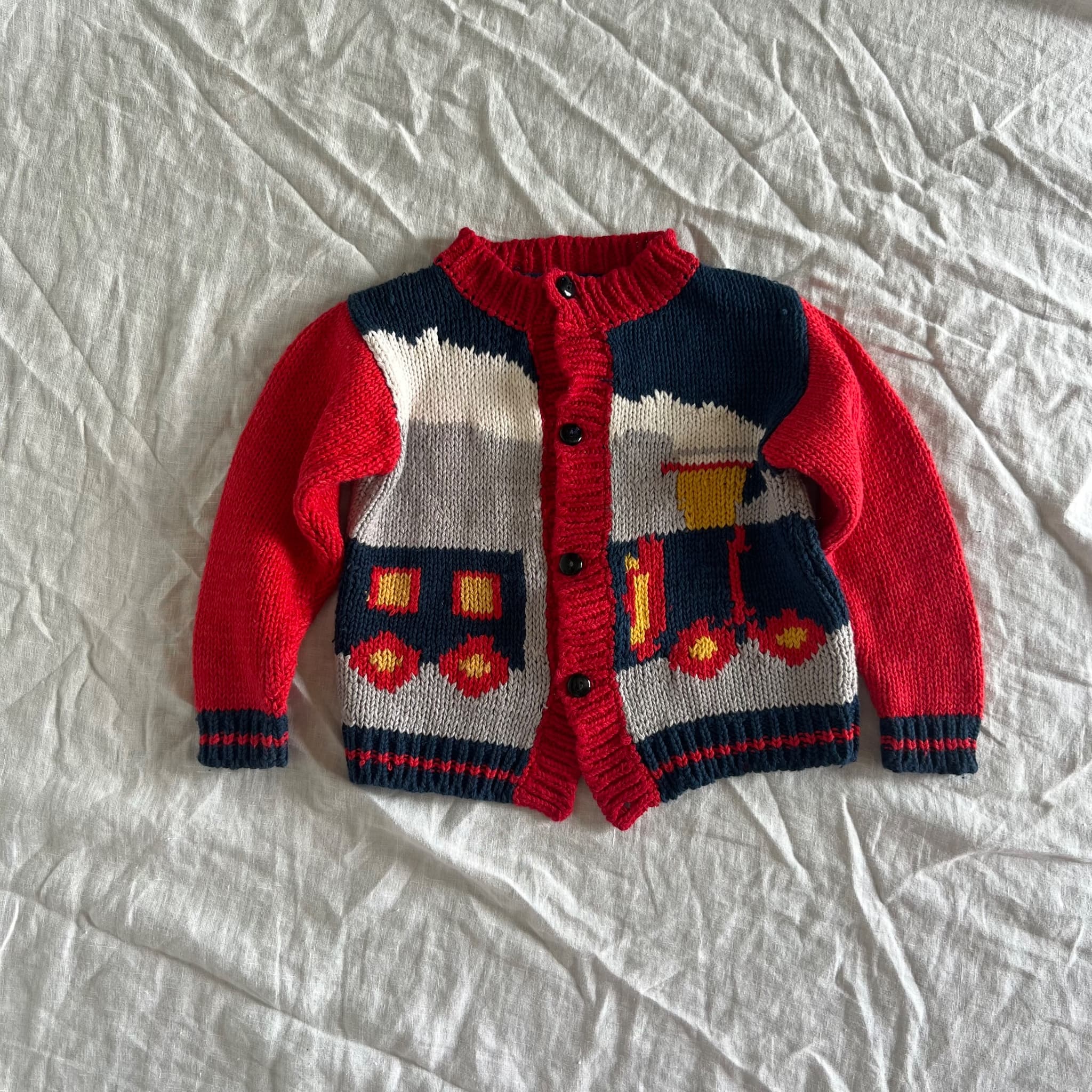 Baby Beluga Vintage Train Intarsia Knit Cardigan - 12 Months — photo 2 of 7