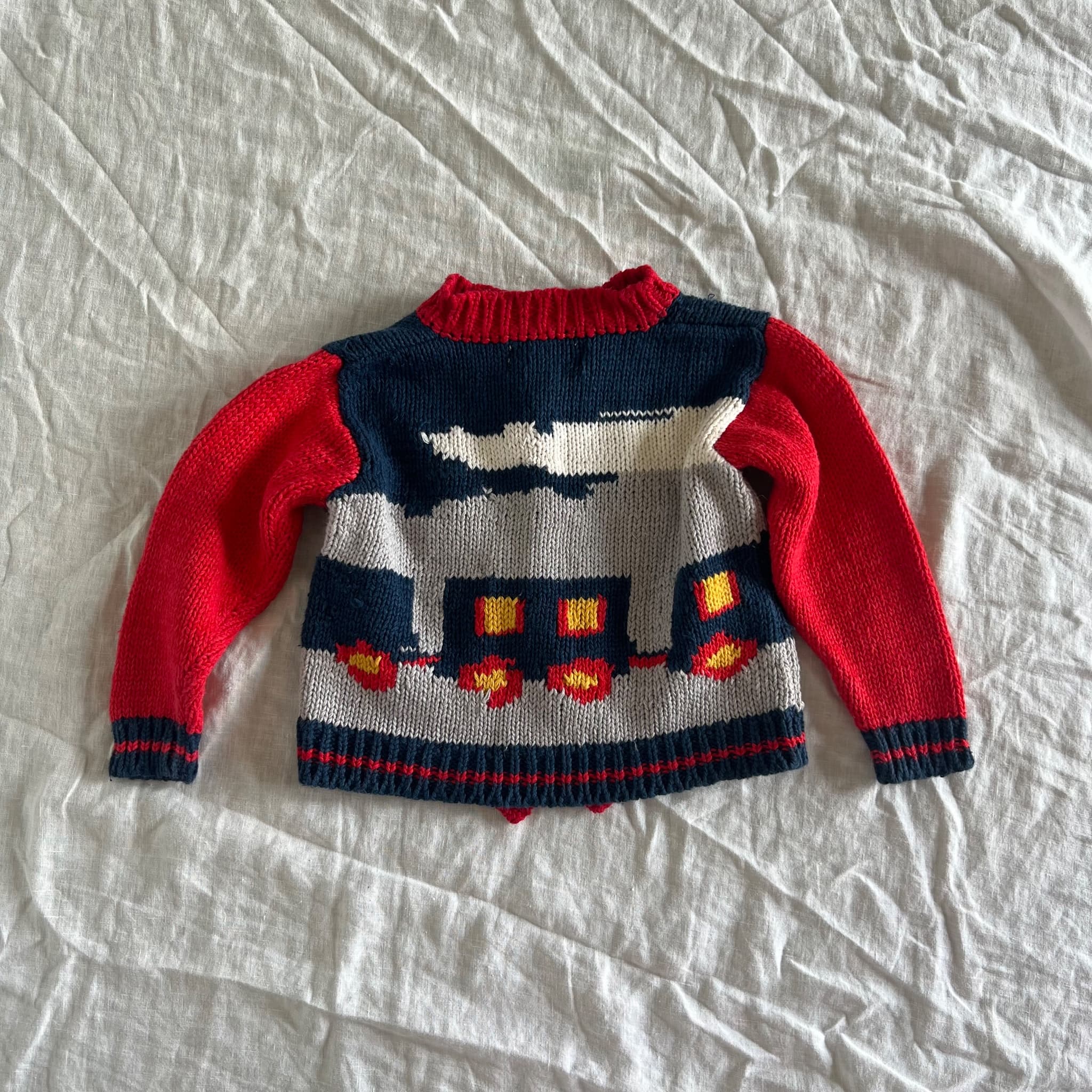 Baby Beluga Vintage Train Intarsia Knit Cardigan - 12 Months — photo 7 of 7