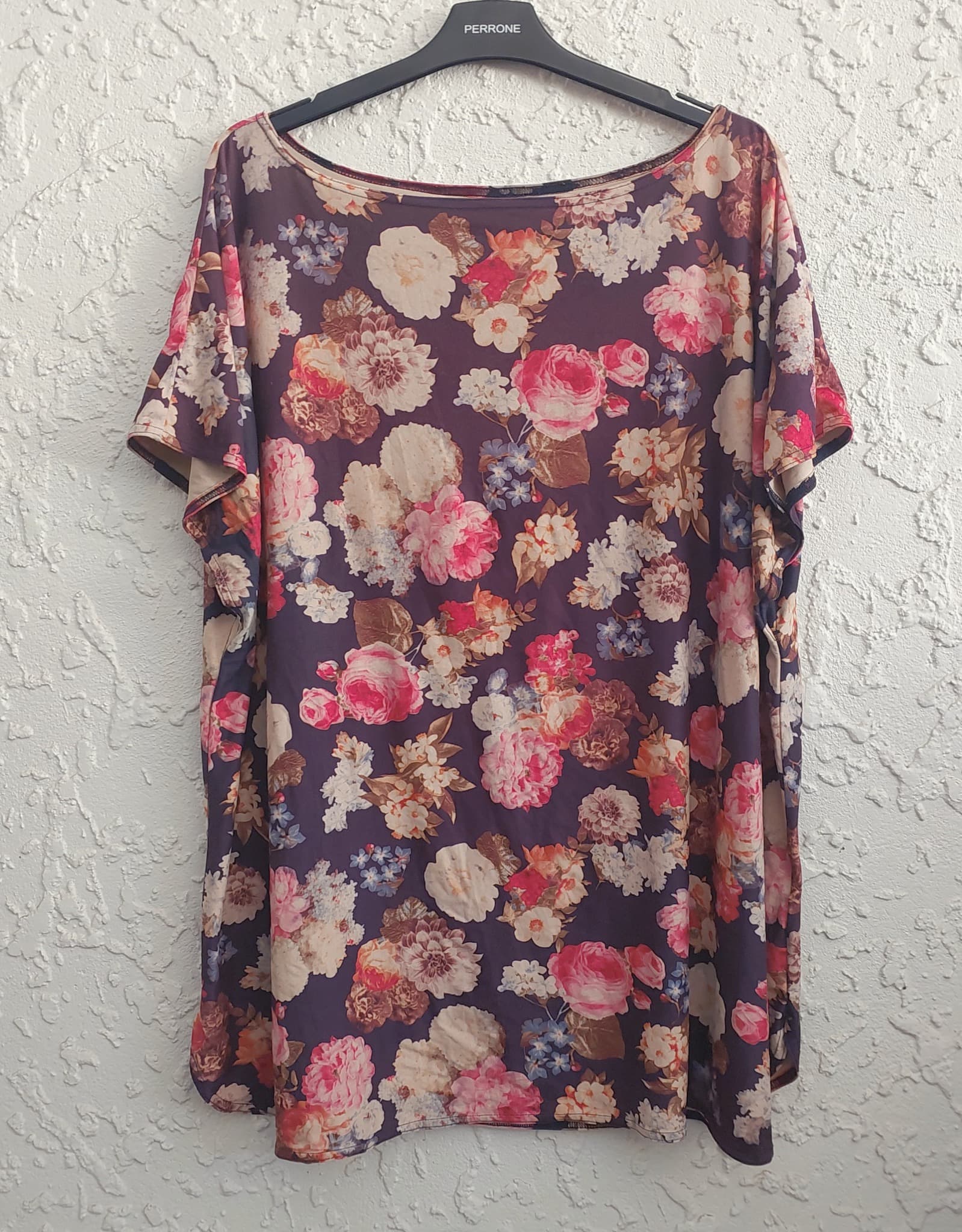 Angel Lace Floral Print Tunic Top, Multi-coloured, size M/L