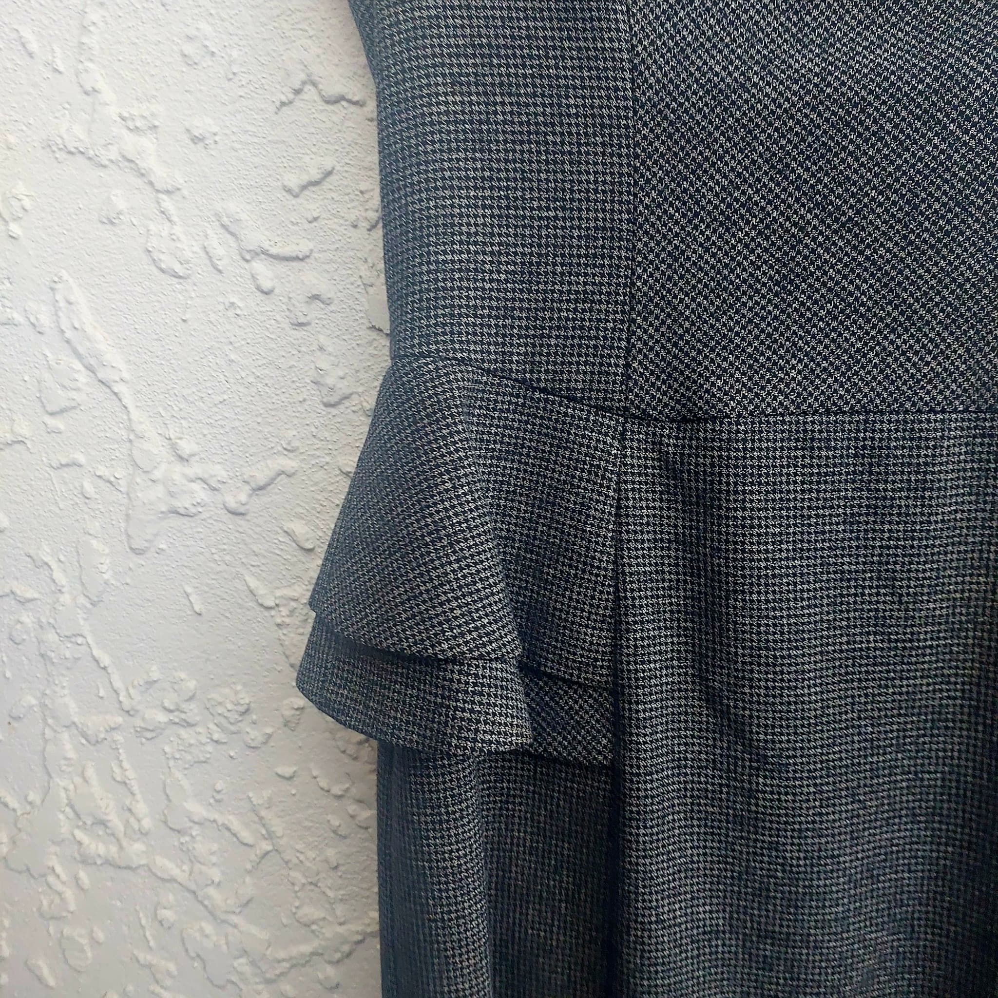 CUE Houndstooth Peplum Sheath Dress, Black and White, Size 10 — photo 8 of 9