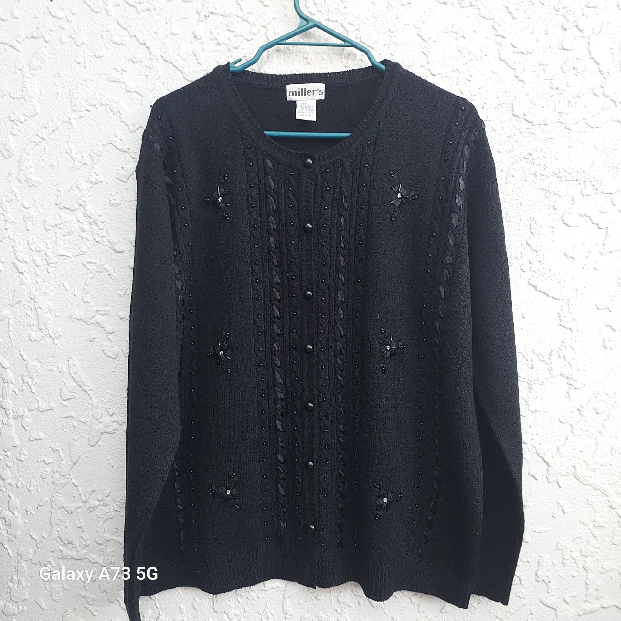 Miller's Beaded Cardigan Sweater Black Size L