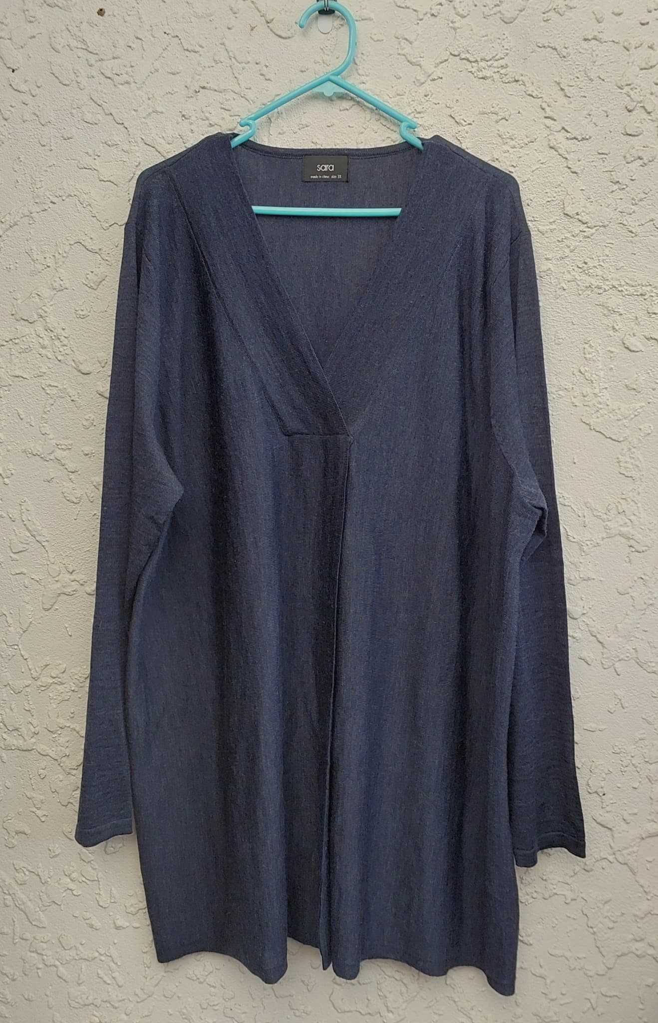 Sara Merino Wool Tunic Top, Navy Blue, size 3X
