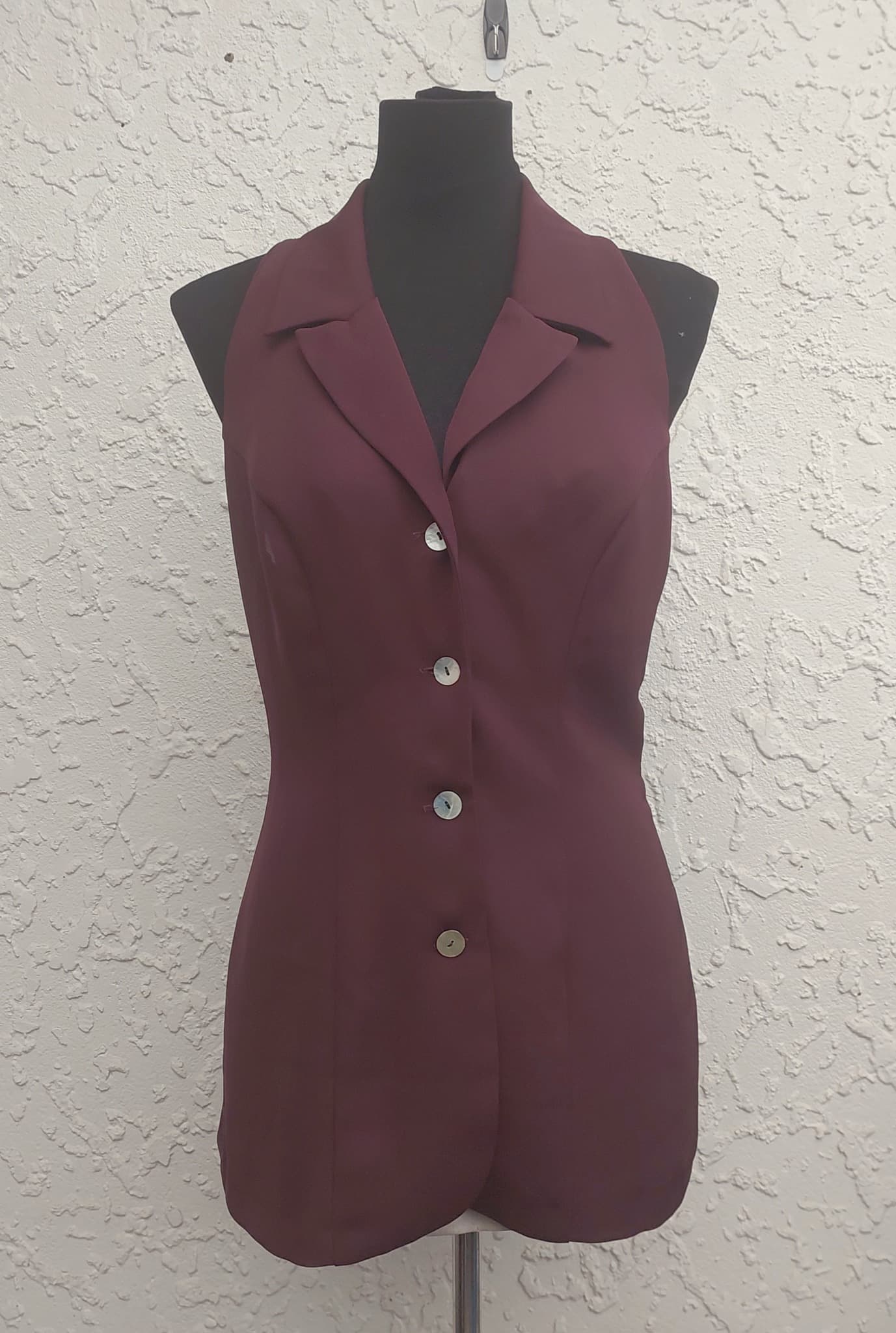 Syndicate Clothing Co. Sleeveless Blazer Vest Burgundy Size 12