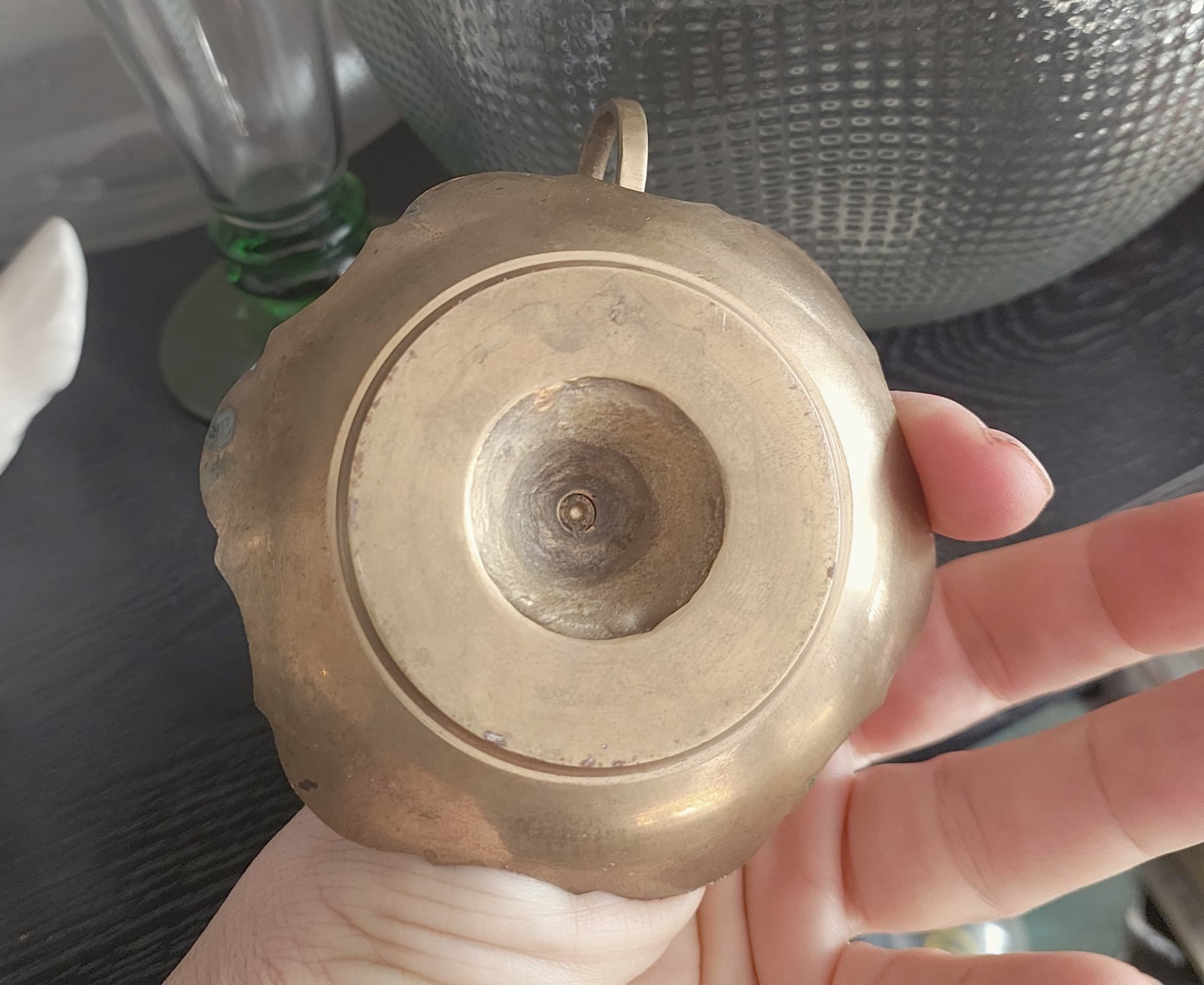 Vintage Brass and Mother of Pearl Chamberstick Candle Holder, Gold — photo 2 of 6