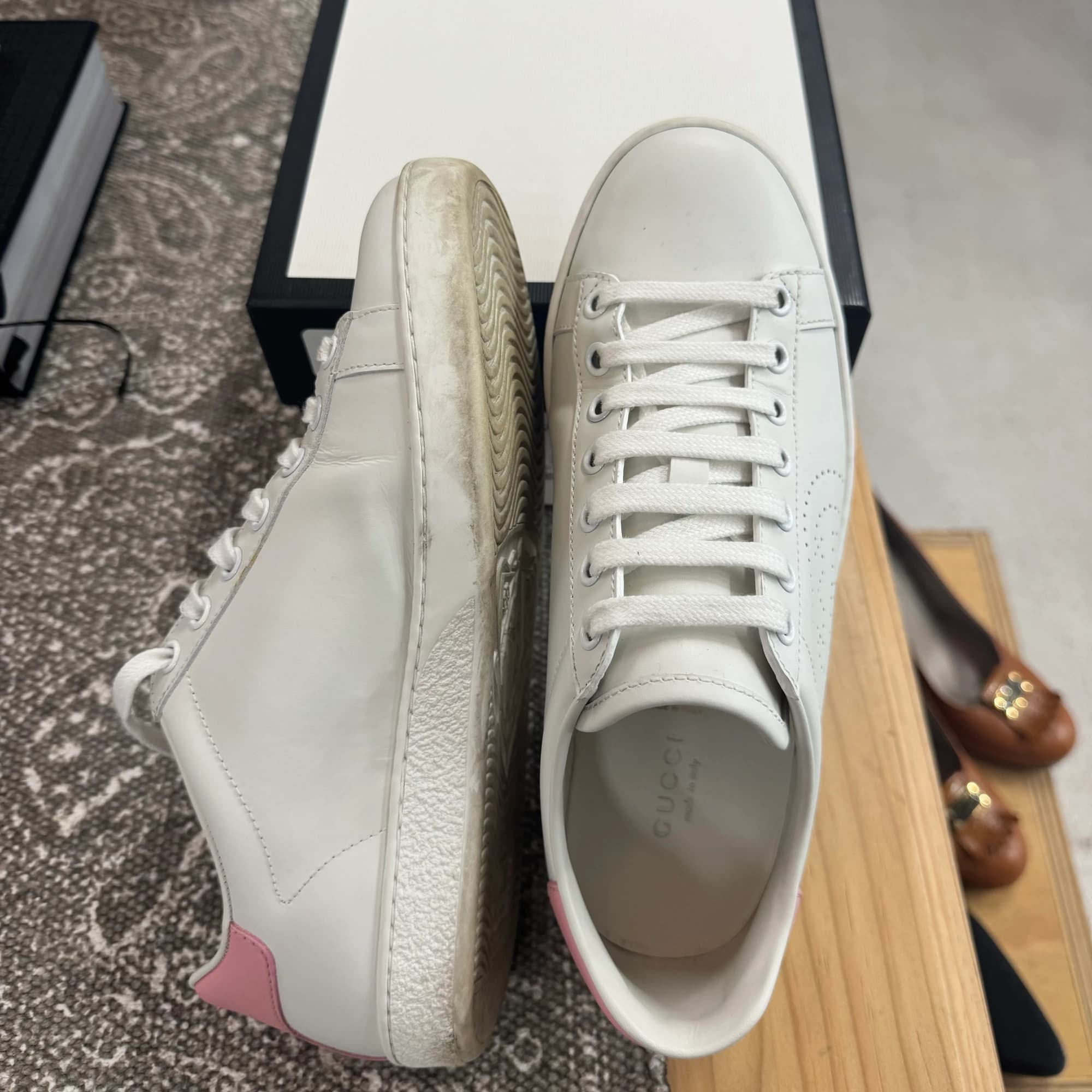 Gucci New Ace Sneakers With Pink Heel Tab — photo 4 of 5