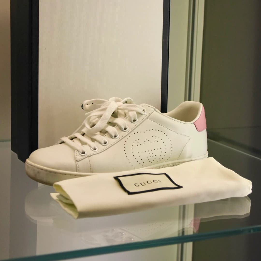 Gucci New Ace Sneakers With Pink Heel Tab — photo 1 of 5