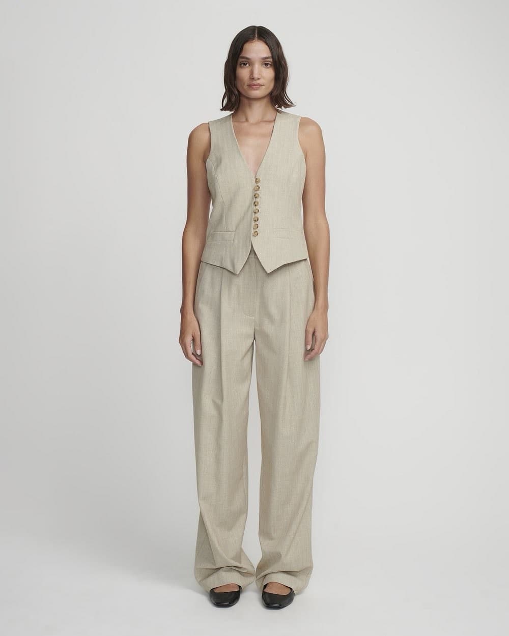 Hansen & Gretel Cory Vest Hamilton Pant Two Piece Set Sandstone Beige XS 6