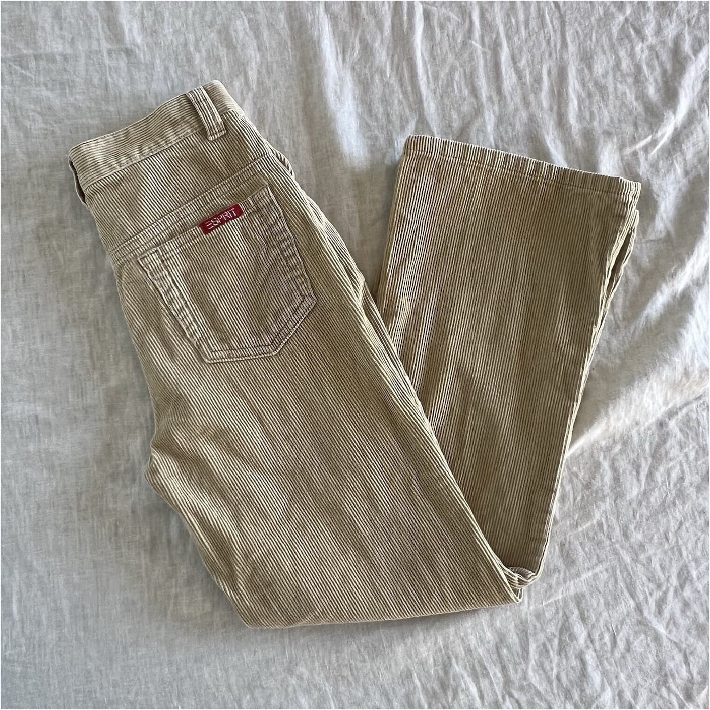 Vintage Esprit Corduroy Pants Beige Tan Bootcut Straight Leg Kids Girls Size 10