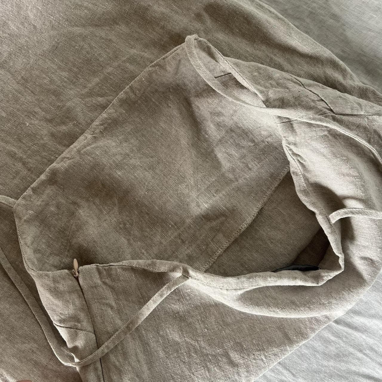 Museum Oatmeal Linen Midi Dress Romantic Coastal Prairie Boho Minimal Size S — photo 6 of 8