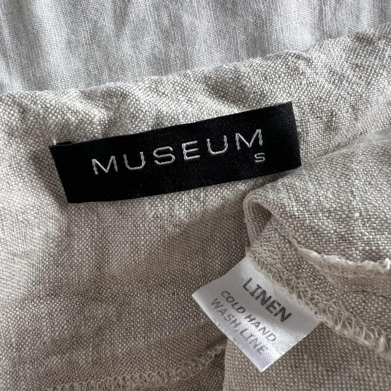 Museum Oatmeal Linen Midi Dress Romantic Coastal Prairie Boho Minimal Size S — photo 8 of 8