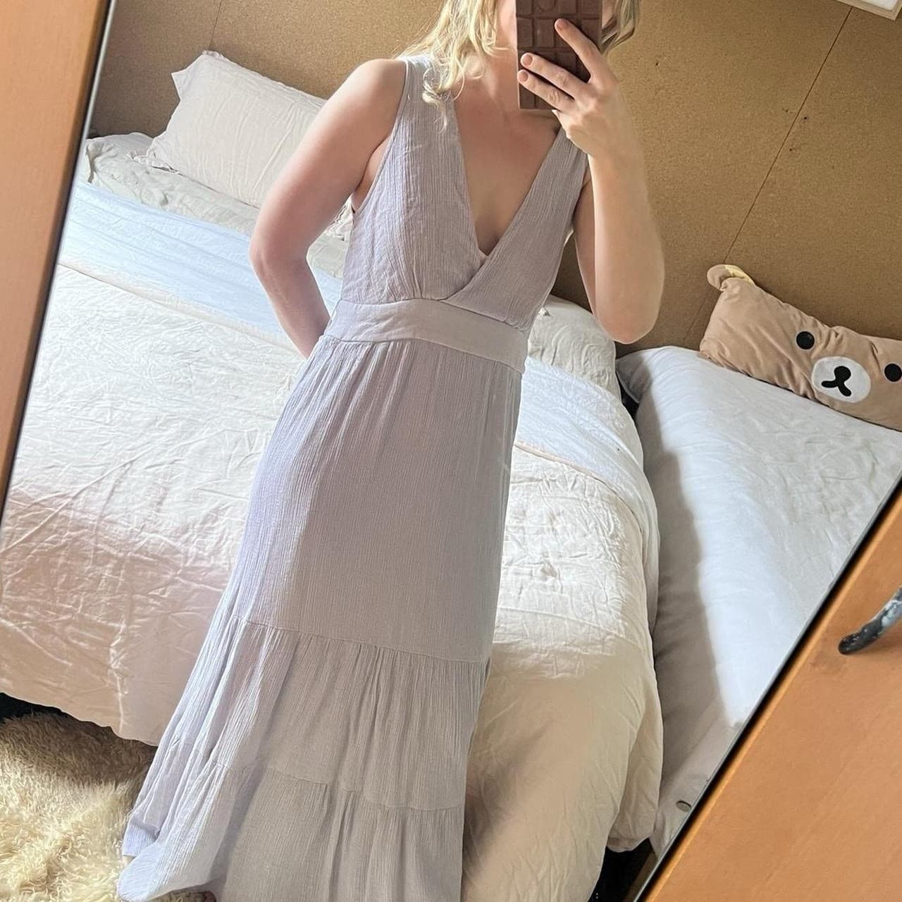 Ajoy Lavender Blue Maxi Dress Romantic Fairycore Prairie Tiered Boho Size 10 — photo 2 of 8
