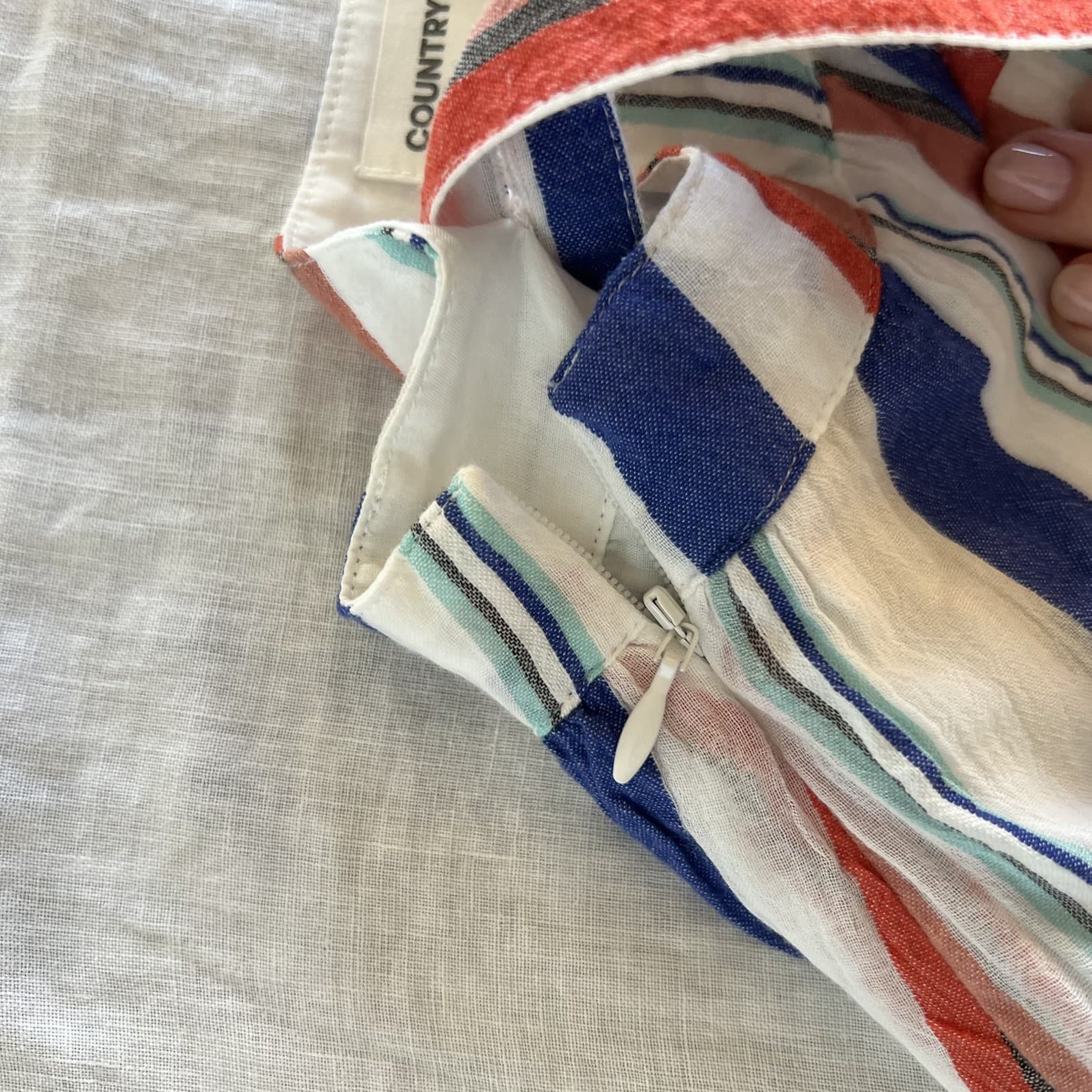 Country Road Girls Stripe Dress Summer Linen Blend Blue Terracotta Ruffle — photo 4 of 6