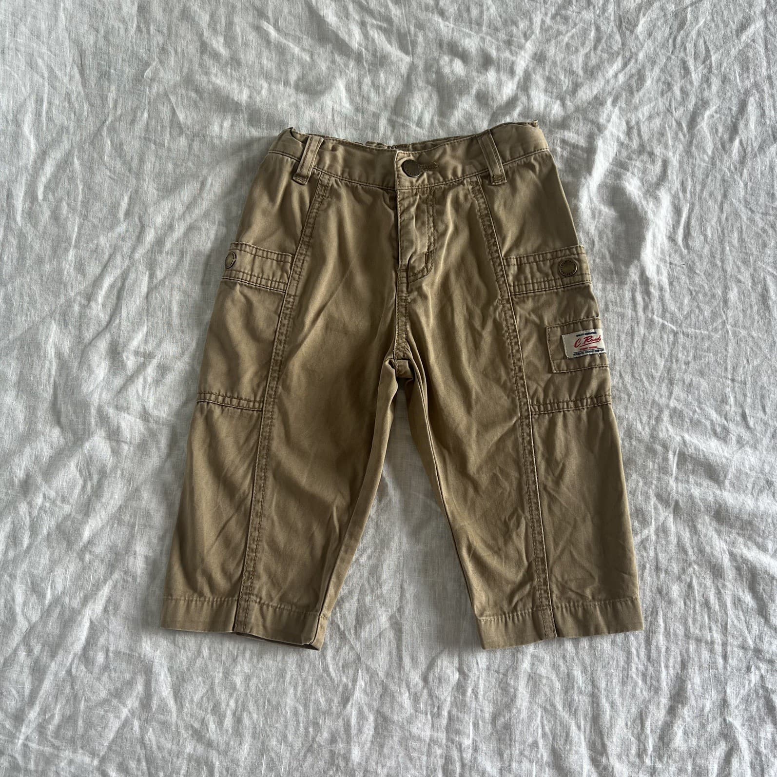 Country Road Boys Cargo Pants Size 2 Khaki Tan Cotton Adjust Waist Chino