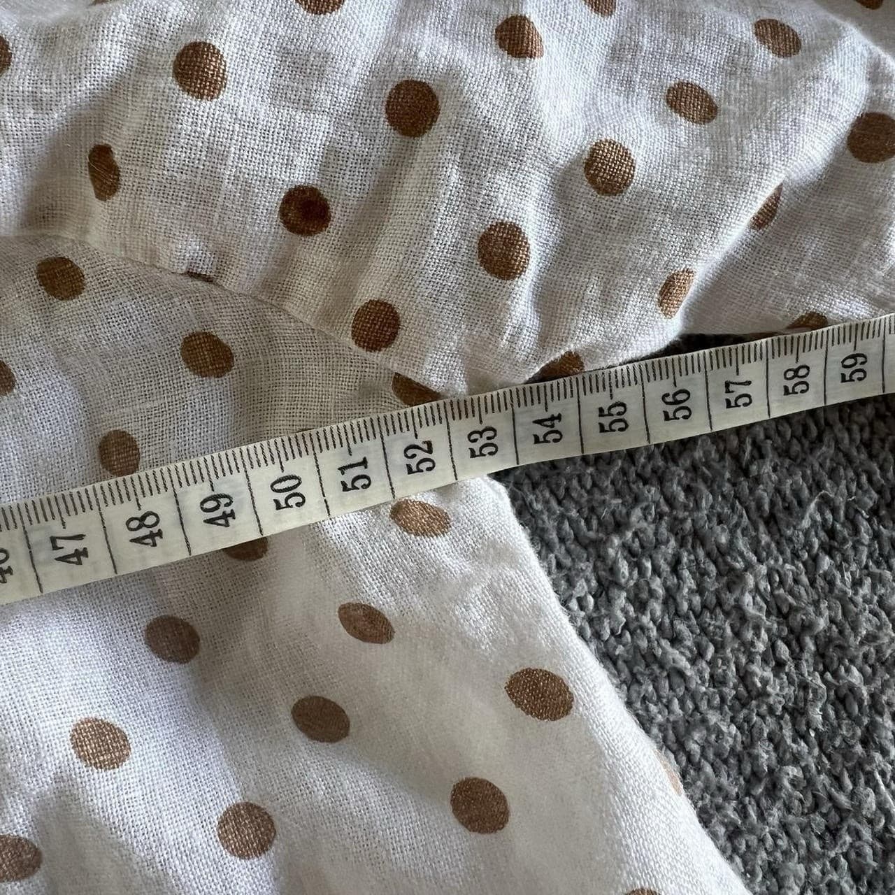 Kinga Csilla Linen Blouse White Beige Polka Dot Peasant Top Size 6 Cottagecore — photo 6 of 8