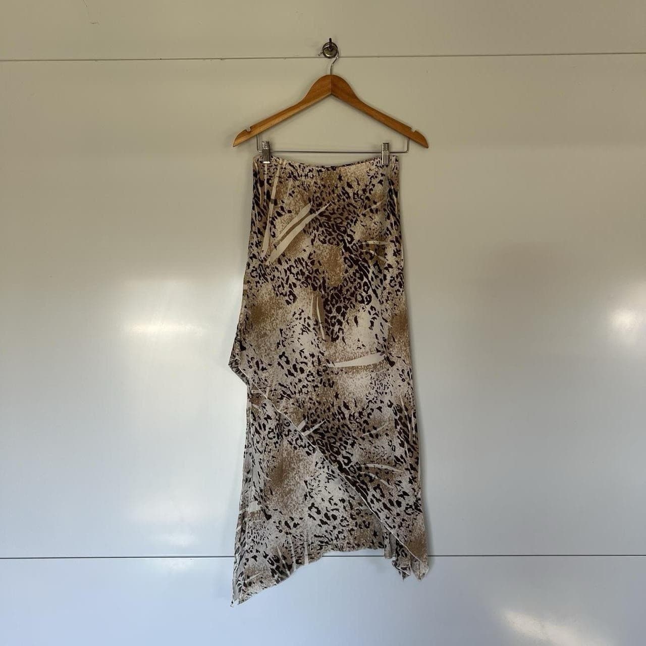 Animale Vintage Leopard Midi Skirt M Viscose Asymmetric Handkerchief Mesh Y2K — photo 2 of 8