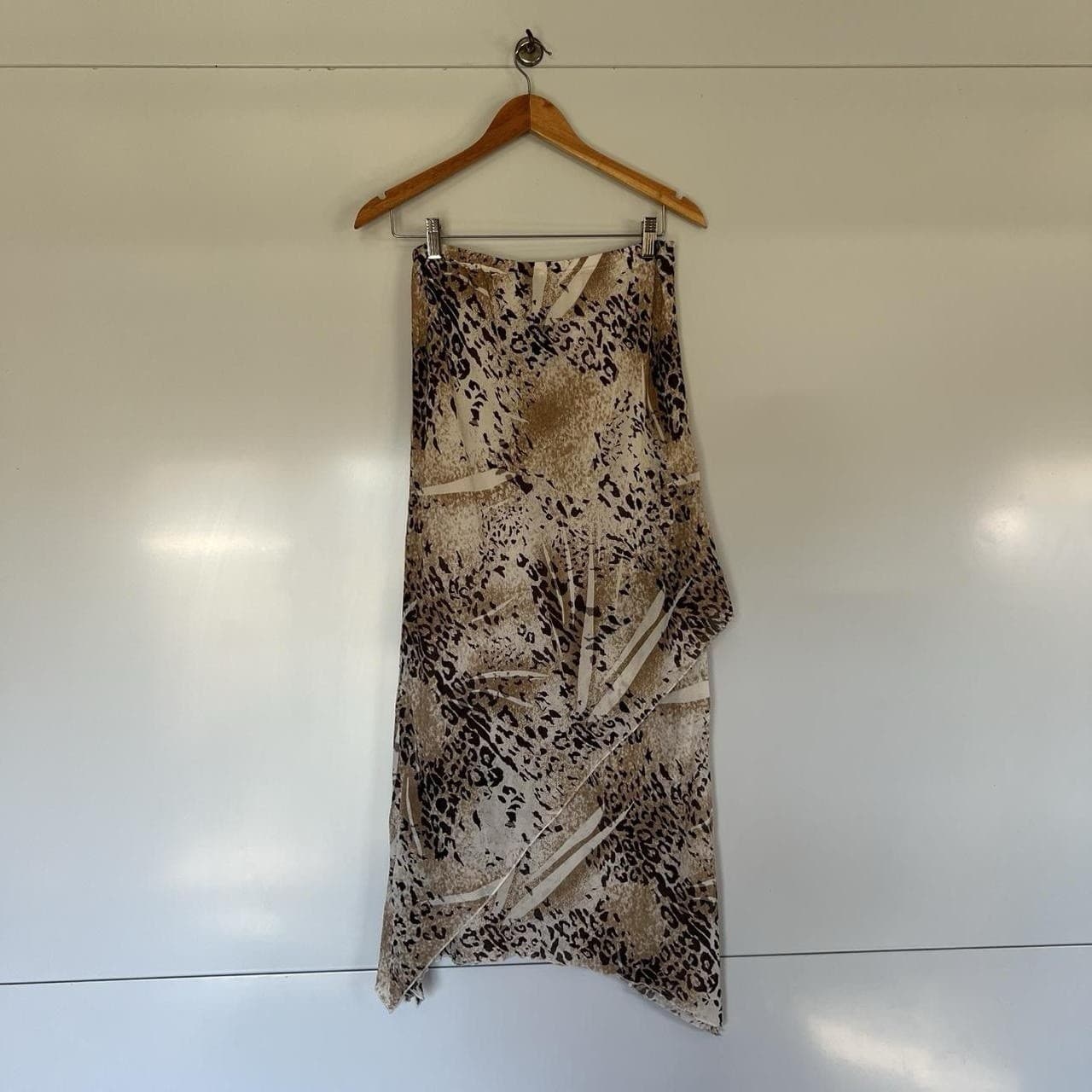 Animale Vintage Leopard Midi Skirt M Viscose Asymmetric Handkerchief Mesh Y2K — photo 3 of 8