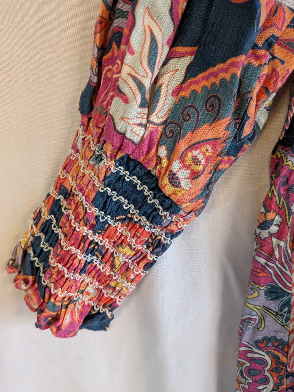 Adorne Oversized Longline Shirt Paisley Print Linen Blue Multicolour AU 14 US 10 — photo 3 of 11