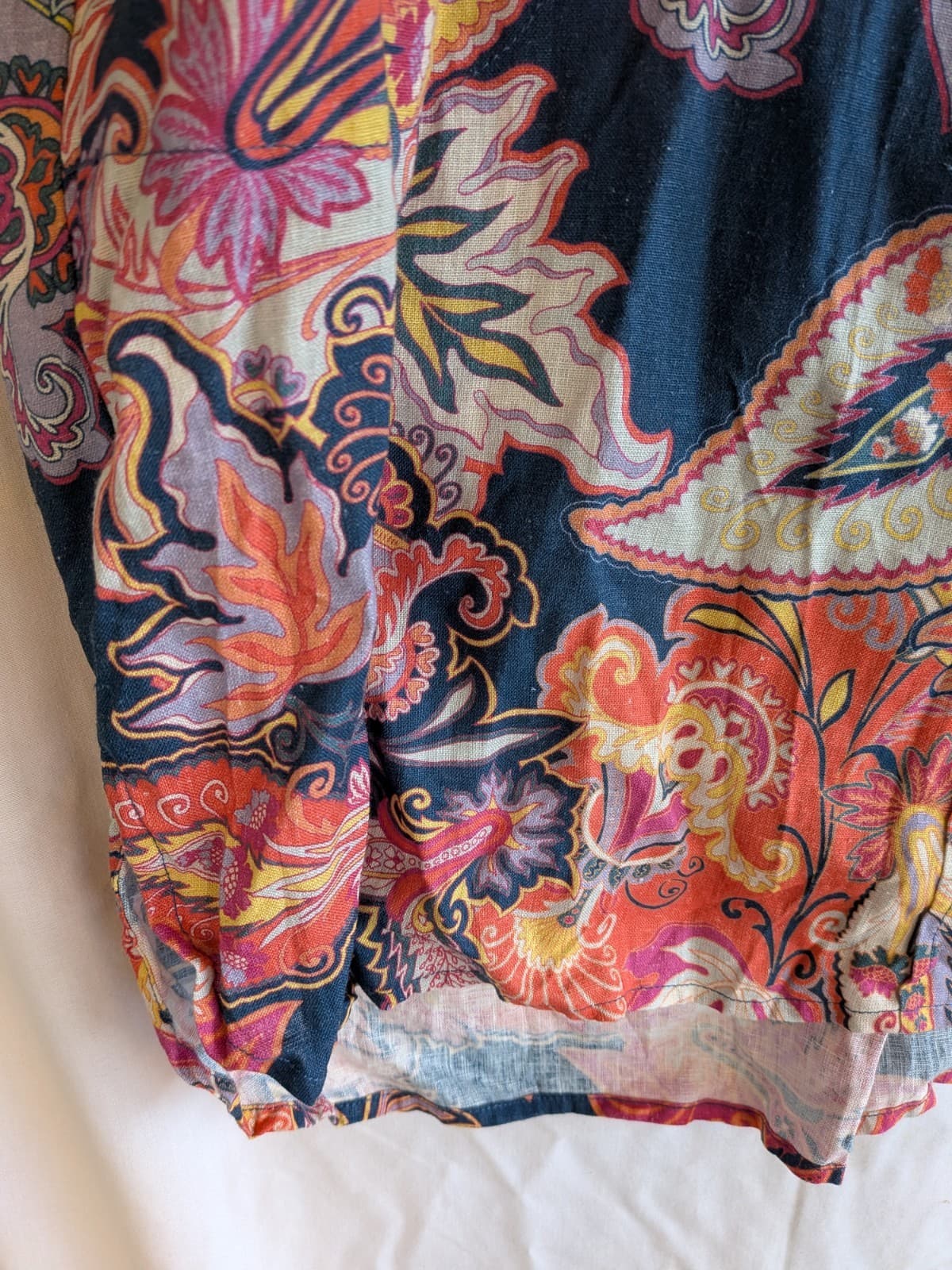 Adorne Oversized Longline Shirt Paisley Print Linen Blue Multicolour AU 14 US 10 — photo 4 of 11