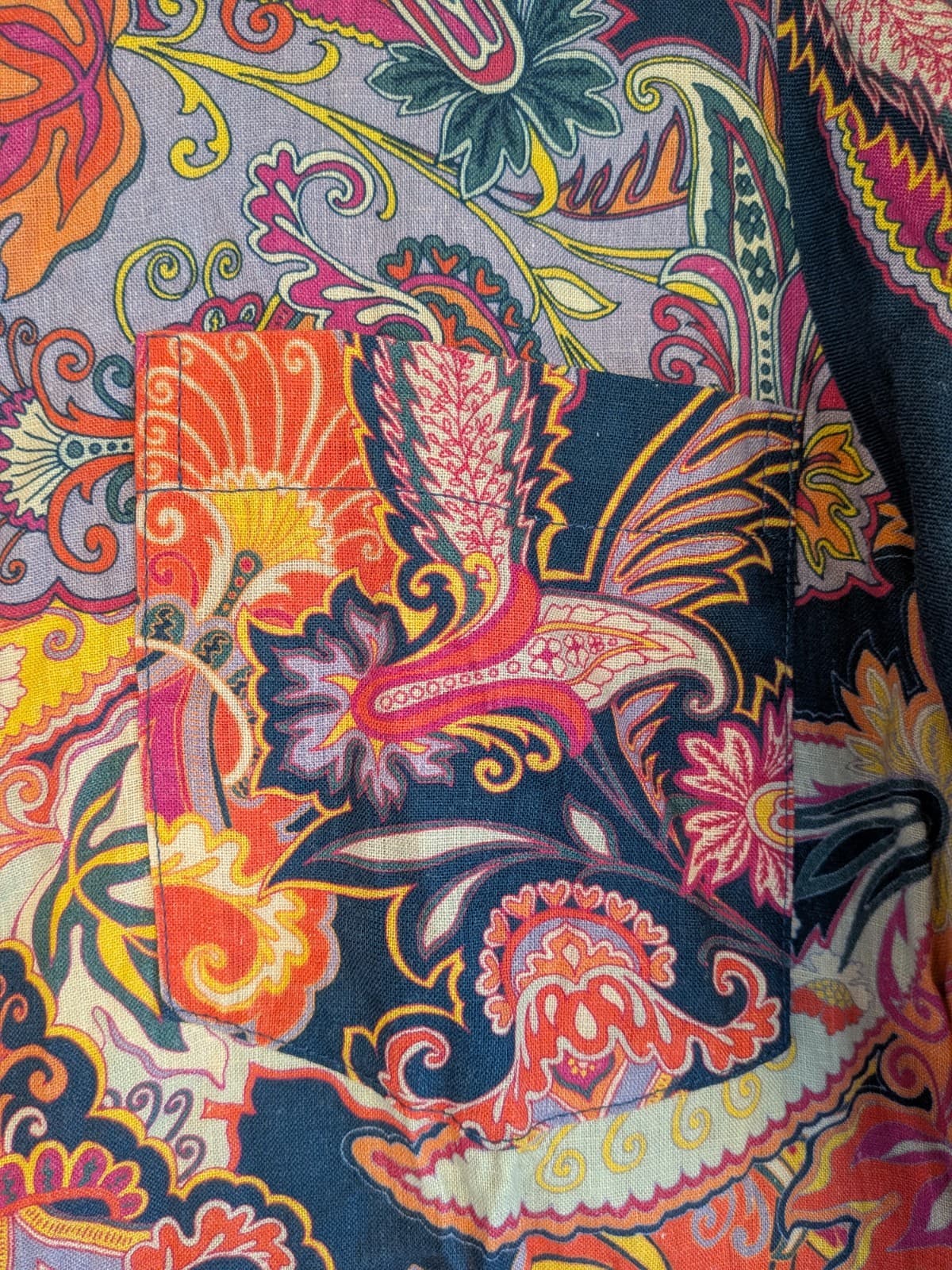 Adorne Oversized Longline Shirt Paisley Print Linen Blue Multicolour AU 14 US 10 — photo 6 of 11