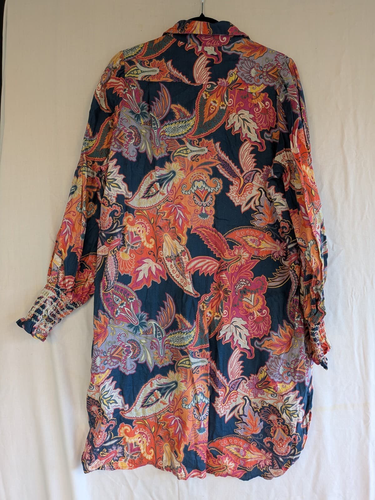 Adorne Oversized Longline Shirt Paisley Print Linen Blue Multicolour AU 14 US 10 — photo 9 of 11