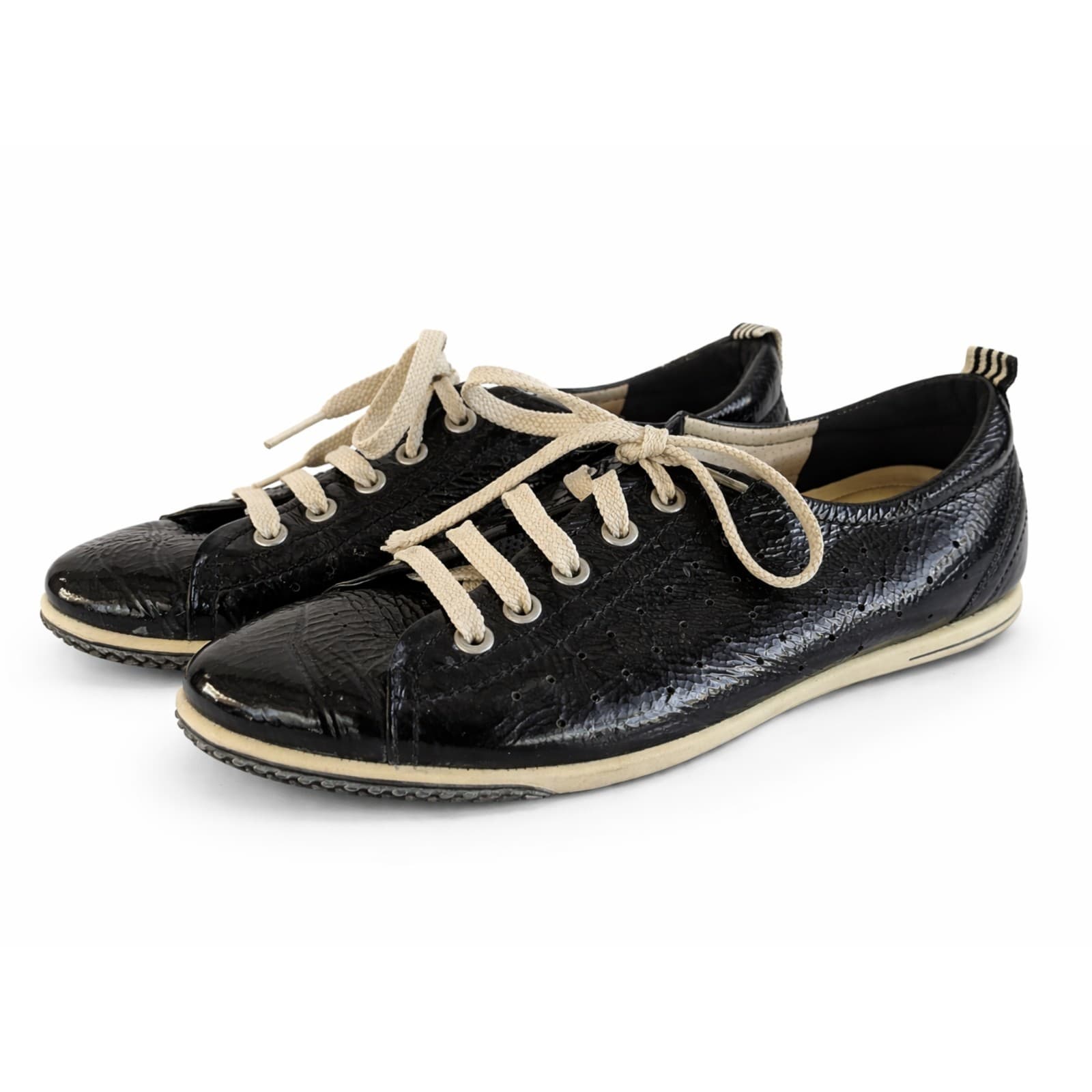 ECCO Womens Leather Lace Up Shoes Size EU 38 Black Casual Comfort Walking