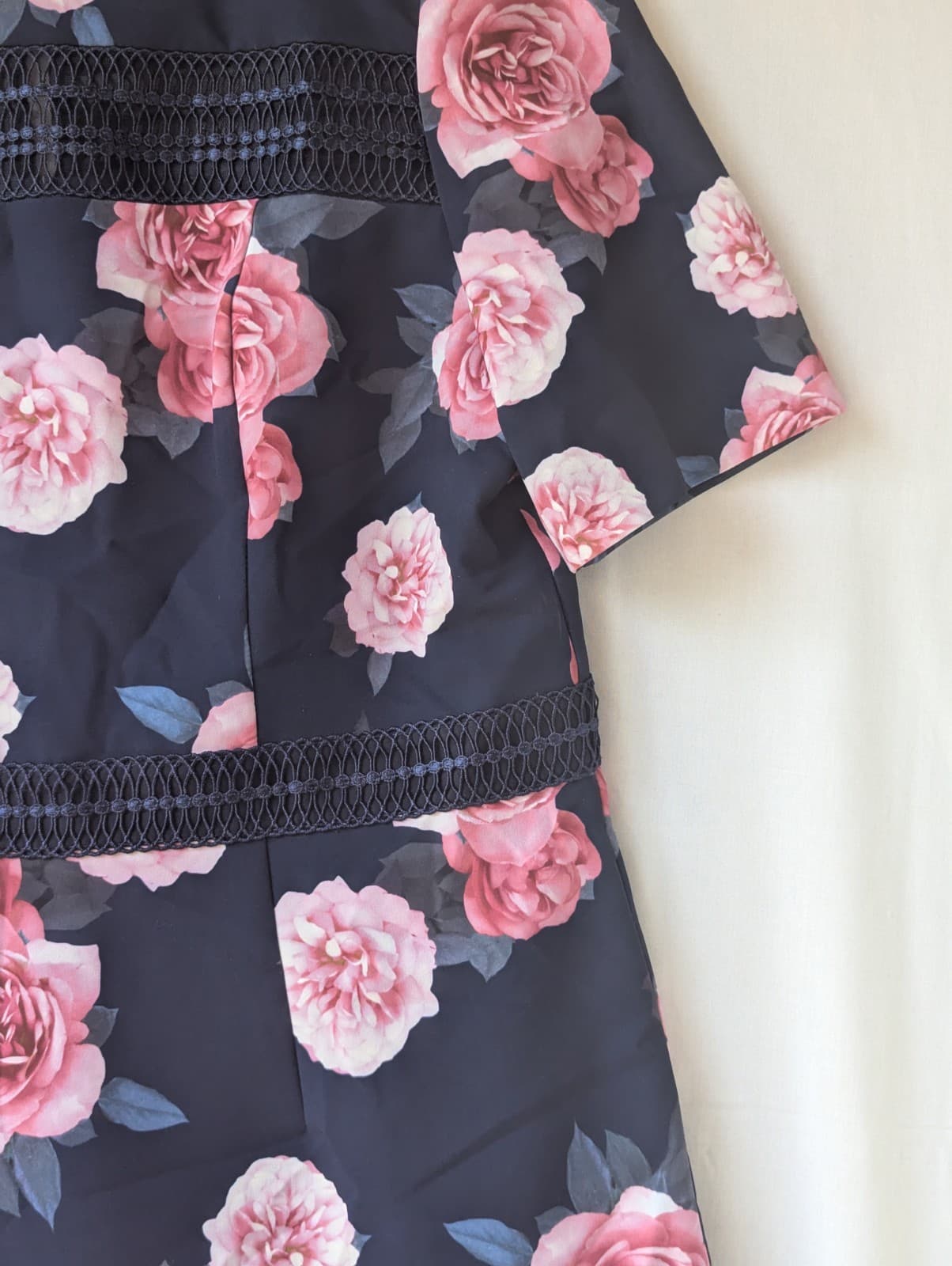 Review Dress Navy Pink Floral Plus Size Fit Flare Midi Plus Size Aus 16 US 12 — photo 7 of 10