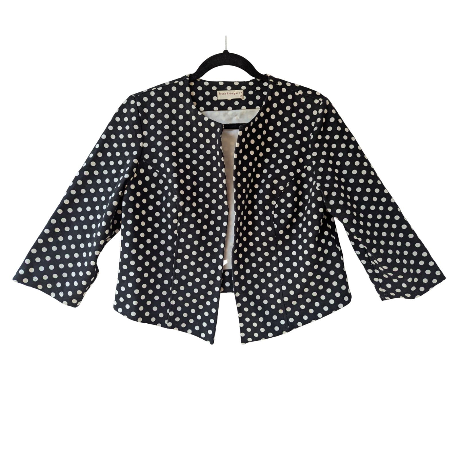 Leina Broughton Jacket Size Aus 14 Us 10 Black White Polka Dot Ponte Stretch — photo 2 of 9