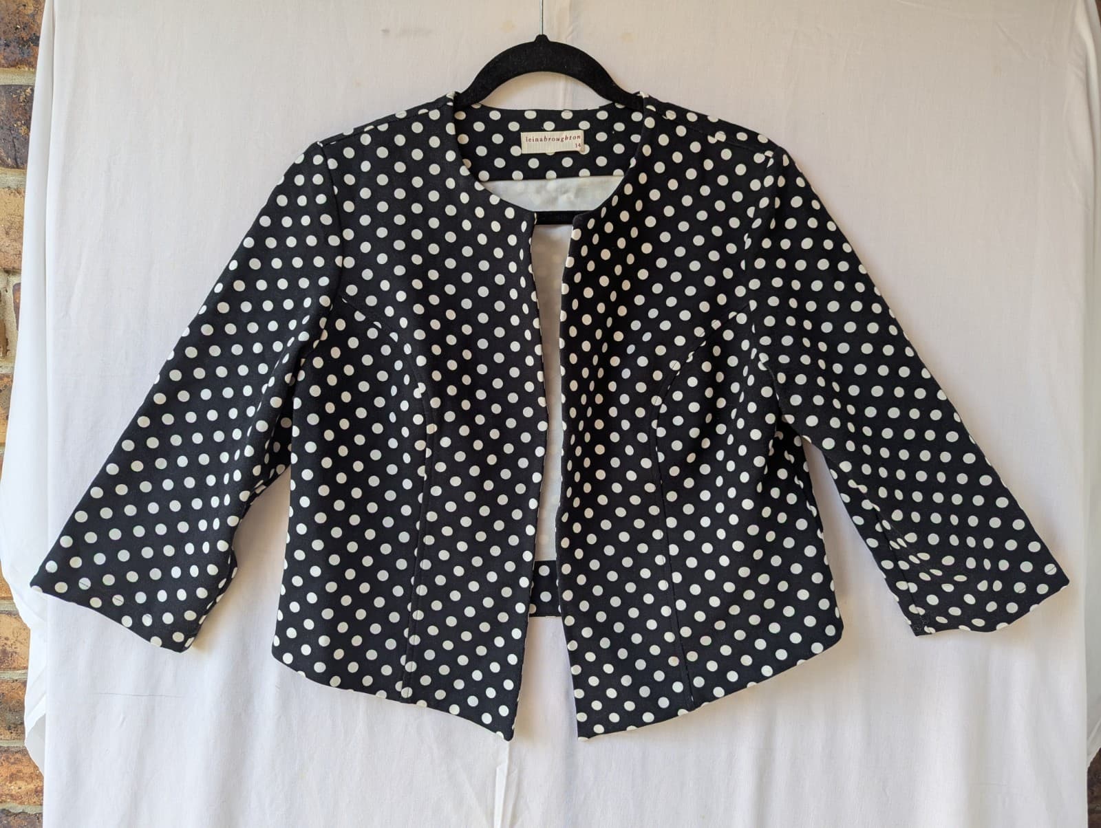 Leina Broughton Jacket Size Aus 14 Us 10 Black White Polka Dot Ponte Stretch — photo 3 of 9