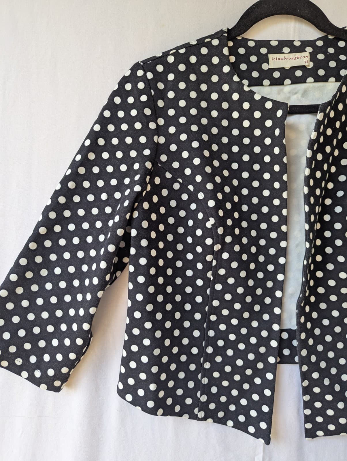 Leina Broughton Jacket Size Aus 14 Us 10 Black White Polka Dot Ponte Stretch — photo 4 of 9