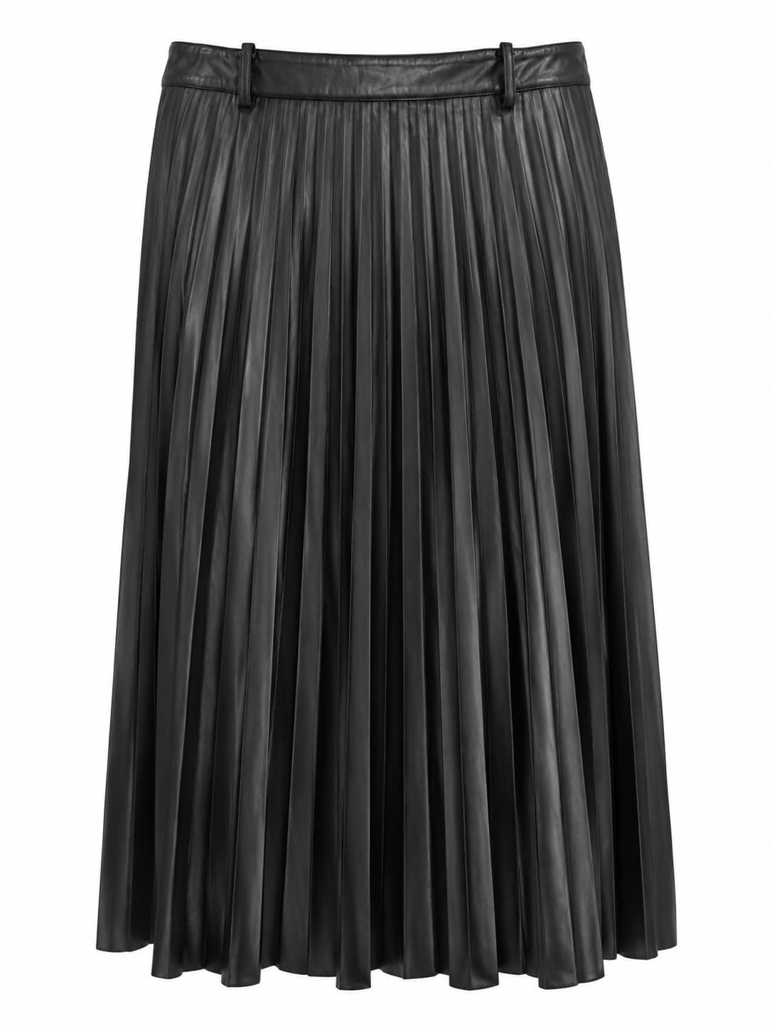 Portmans Vegan Leather Pleated Midi Skirt Black Size 14 High Waist — photo 3 of 14
