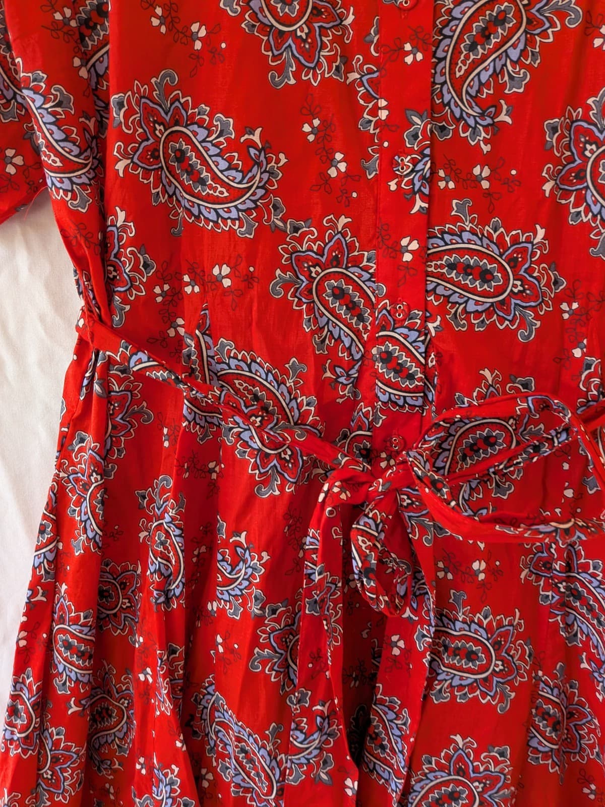 Sportsgirl Paisley Wrap Dress Red Cotton Boho Short Sleeve Summer Size 12 — photo 3 of 8