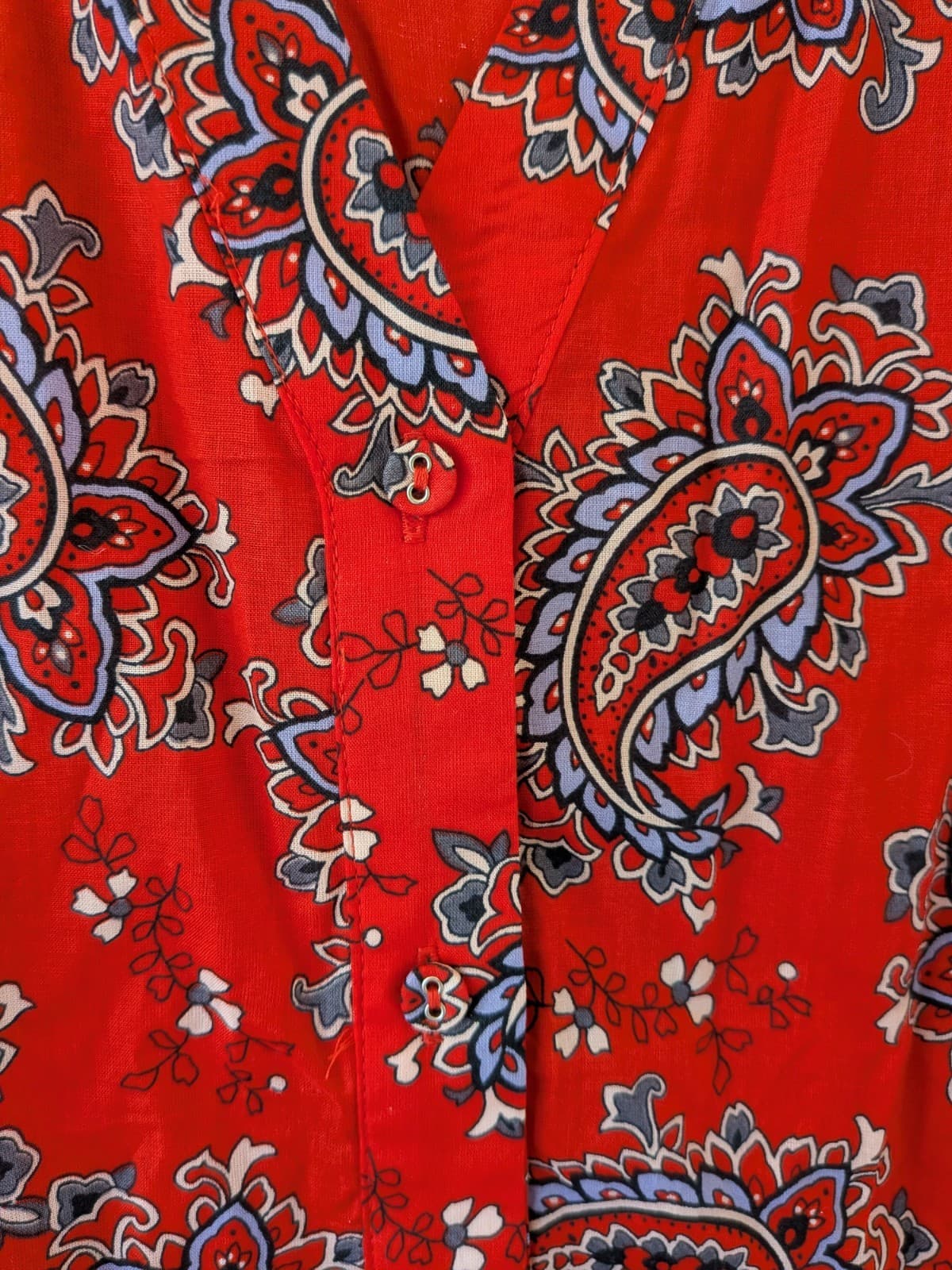 Sportsgirl Paisley Wrap Dress Red Cotton Boho Short Sleeve Summer Size 12 — photo 5 of 8