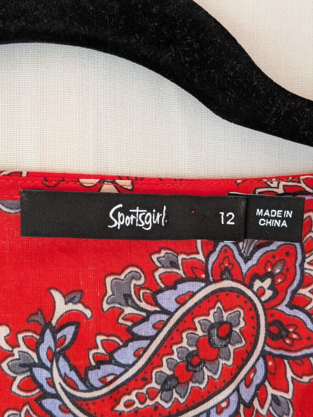 Sportsgirl Paisley Wrap Dress Red Cotton Boho Short Sleeve Summer Size 12 — photo 6 of 8