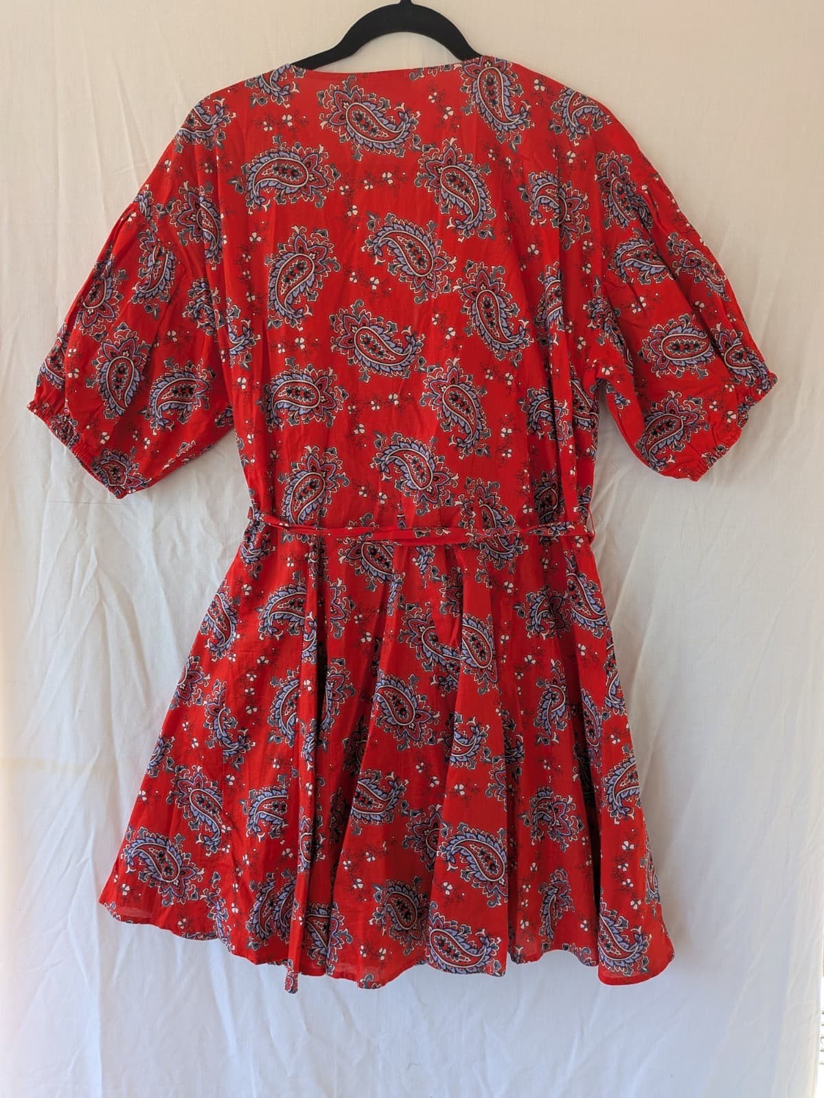 Sportsgirl Paisley Wrap Dress Red Cotton Boho Short Sleeve Summer Size 12 — photo 8 of 8