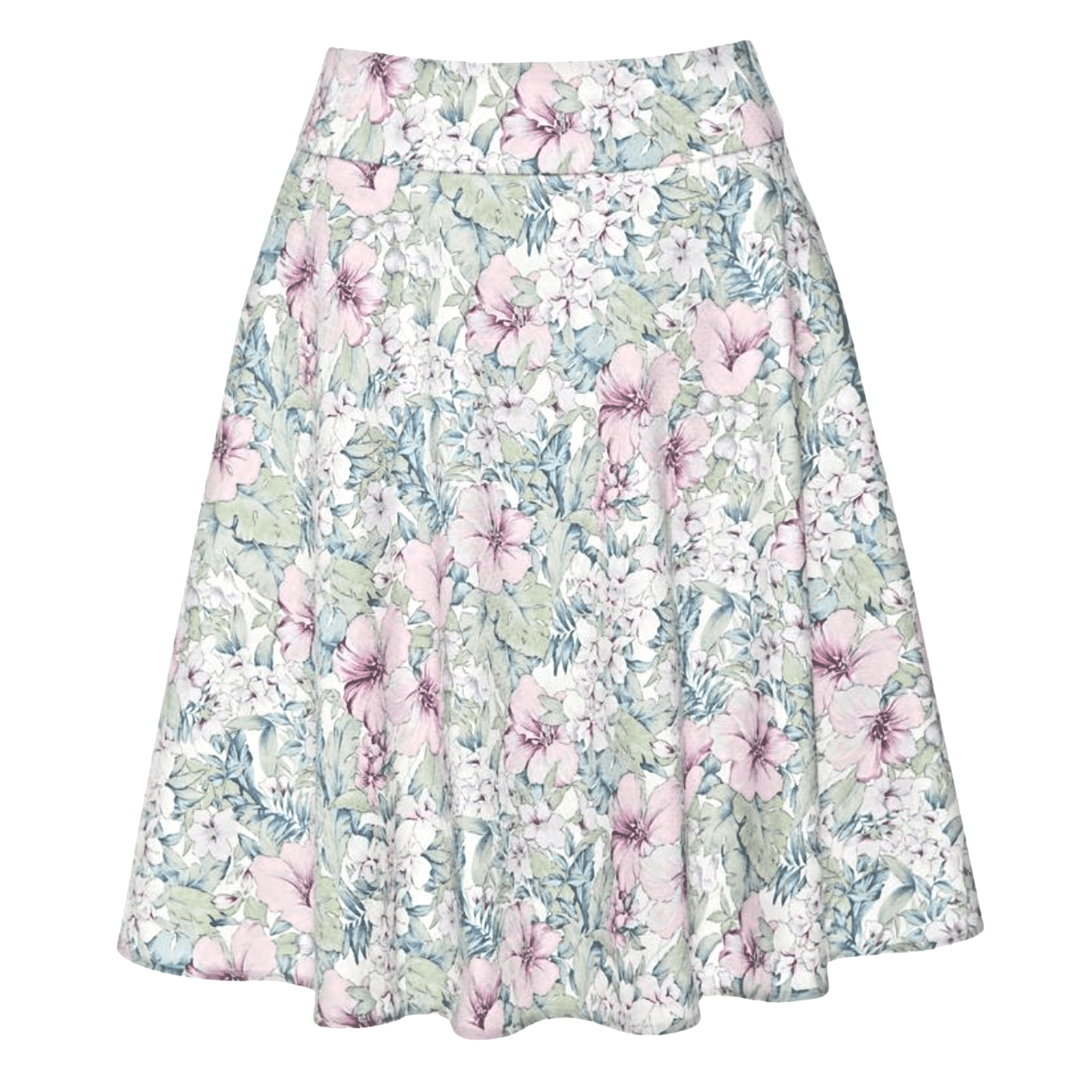 Review Floral Knee Length Skirt Blue Green Cocktail Flare A Line Wedding Size 12