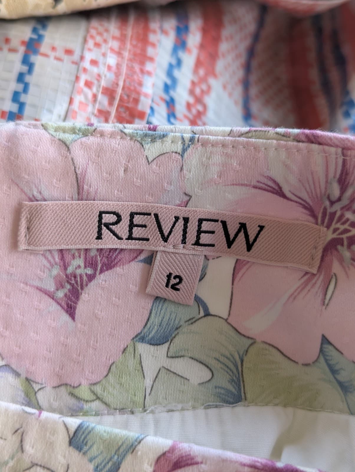 Review Floral Knee Length Skirt Blue Green Cocktail Flare A Line Wedding Size 12 — photo 8 of 8